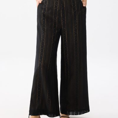Elastic Lace Wide Leg Pants
