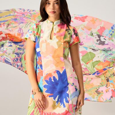 Shift Mini Cheongsam in Vivid Blooms