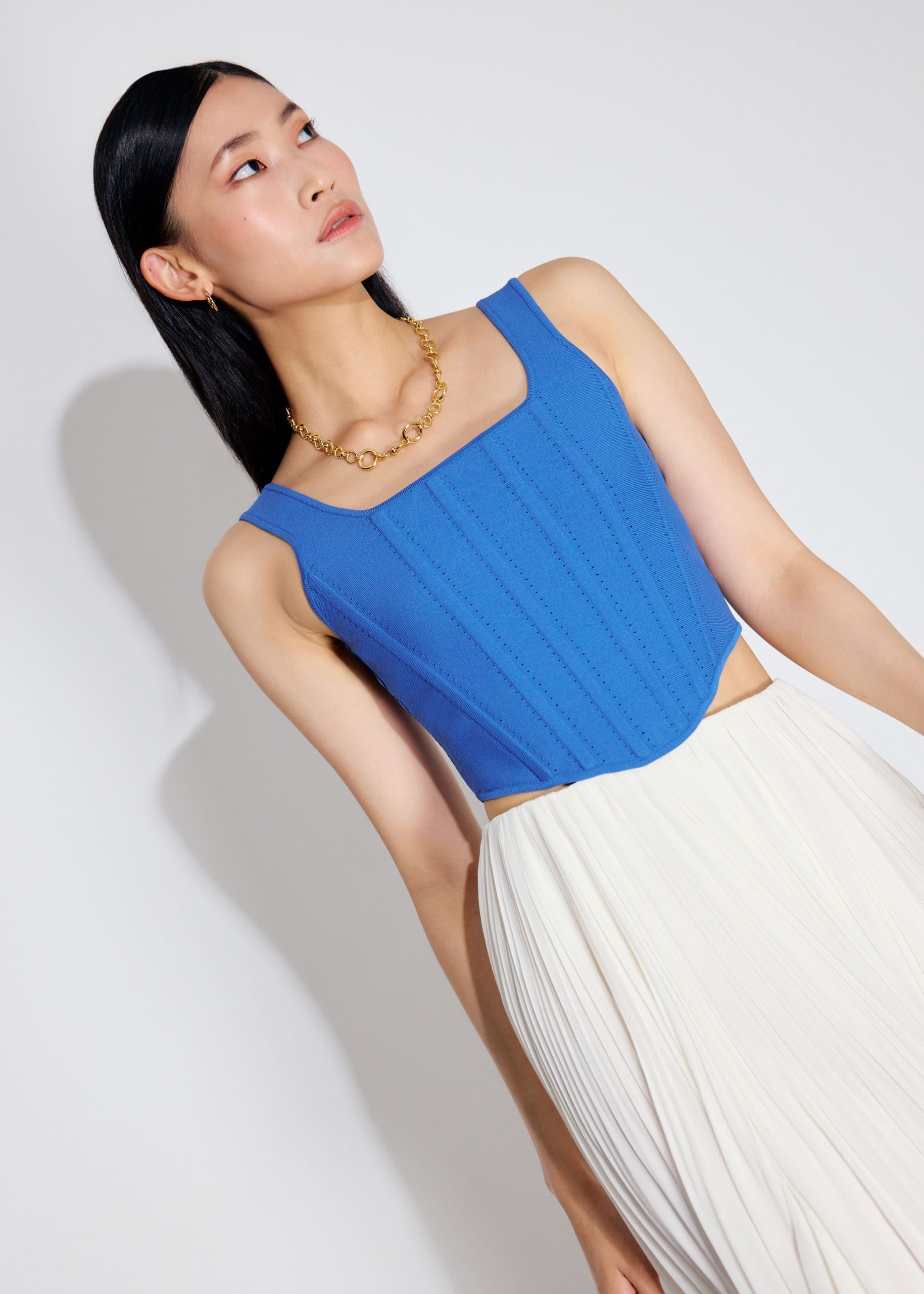 Knit Square Neck Fitted Crop Bustier Top - Image 10