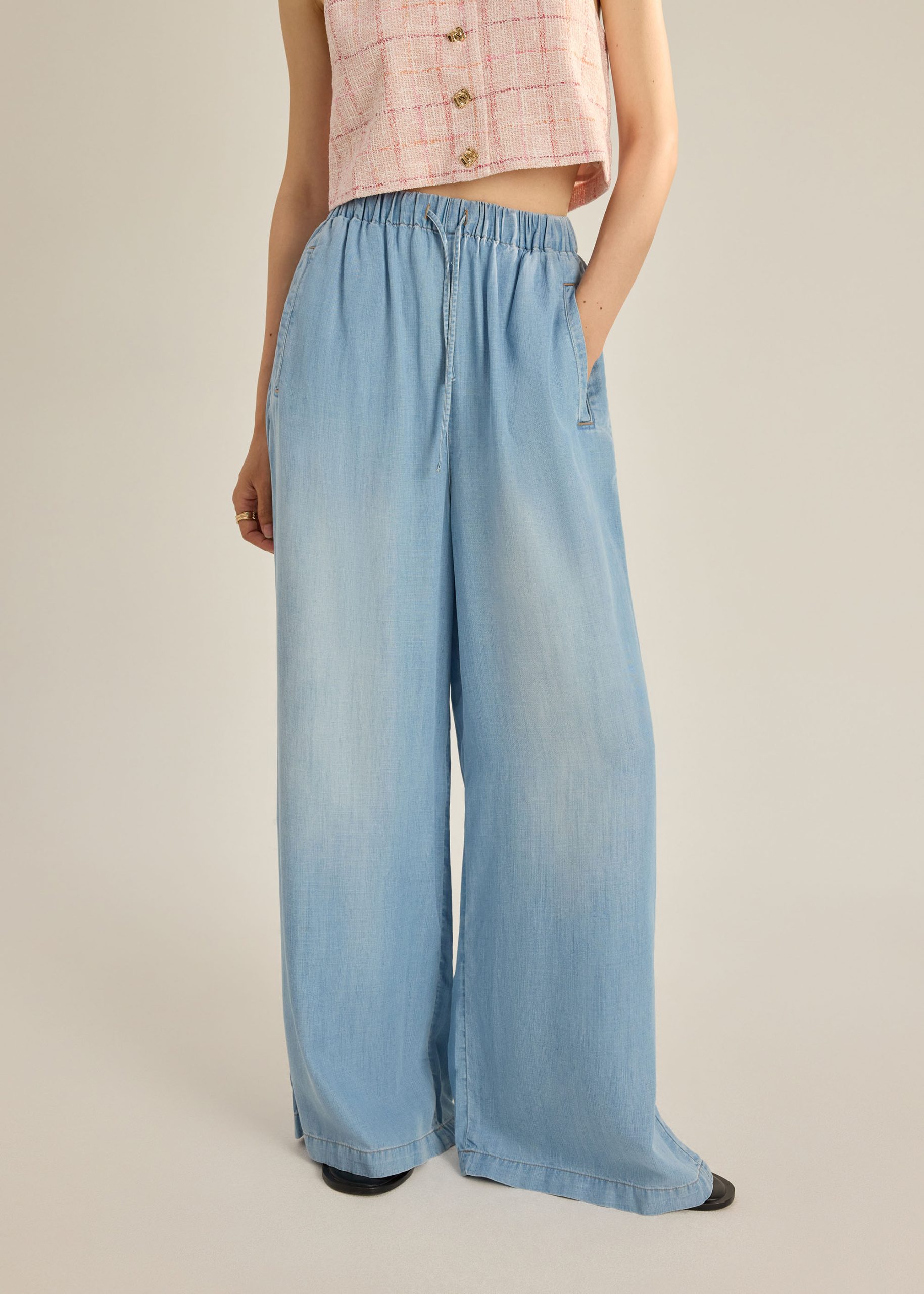 Ayu Lyocell Chambray Wide Leg Pants - Image 3