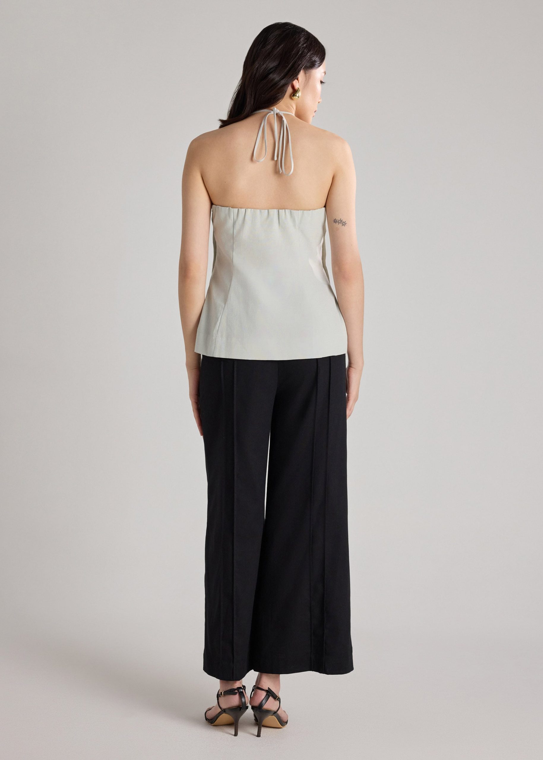 Pintuck Halter Peplum Top - Image 16