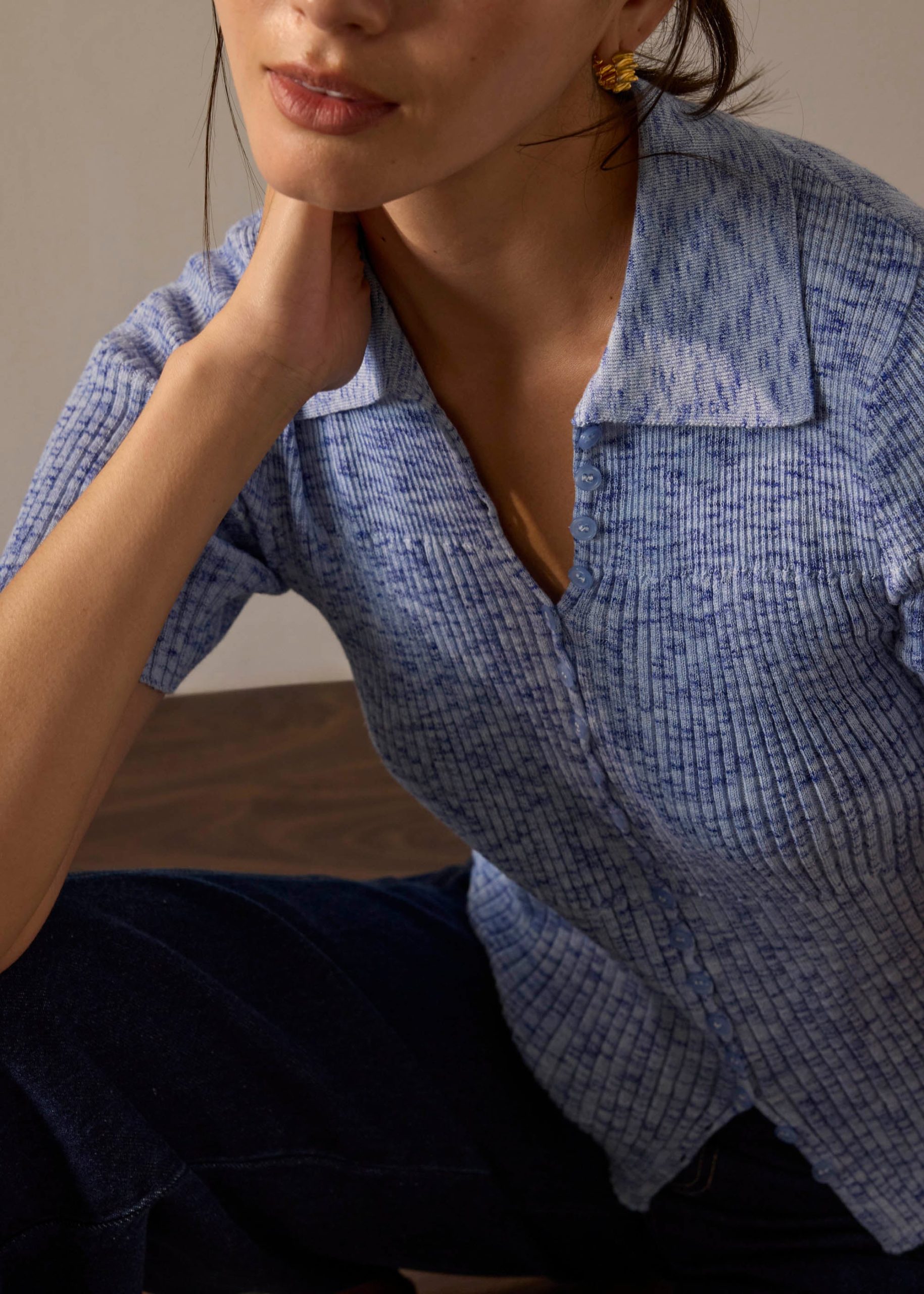 Duo Tone Knit Fitted Top - Image 7