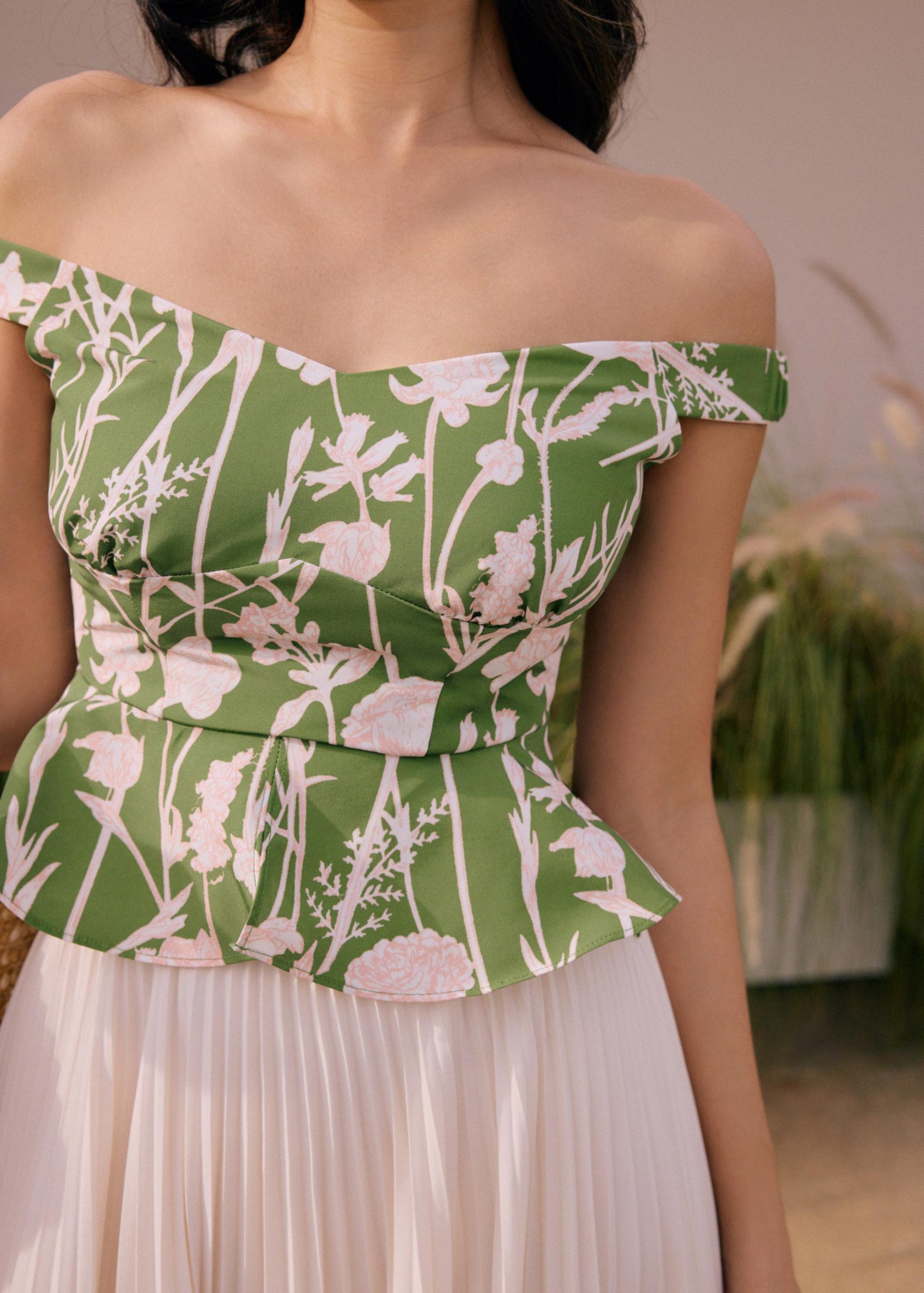 Off Shoulder Peplum Top in Tidal Blooms - Image 6