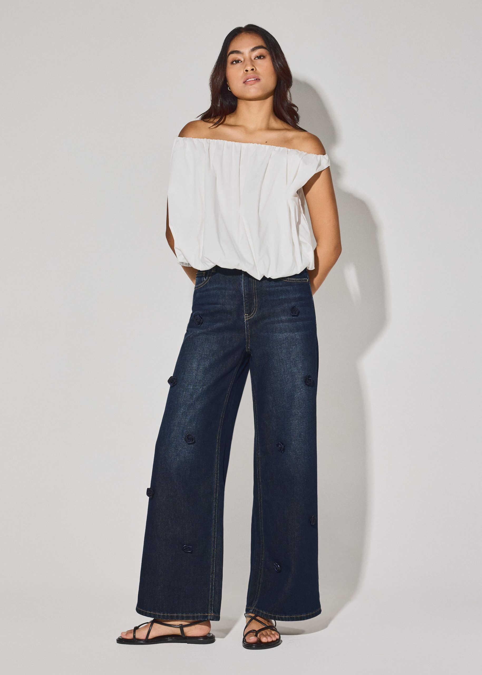 Multi-way Cotton Bubble Hem Top - Image 6