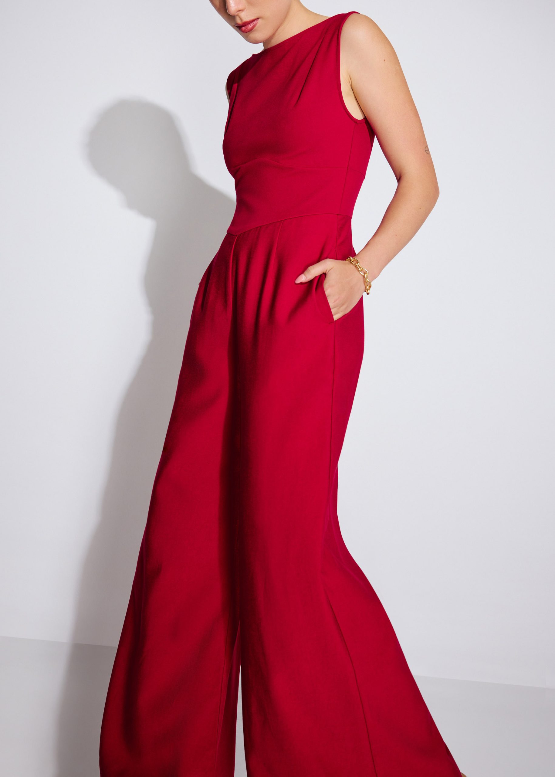 Boat Neck Wide Leg Jumpsuit - Image 9