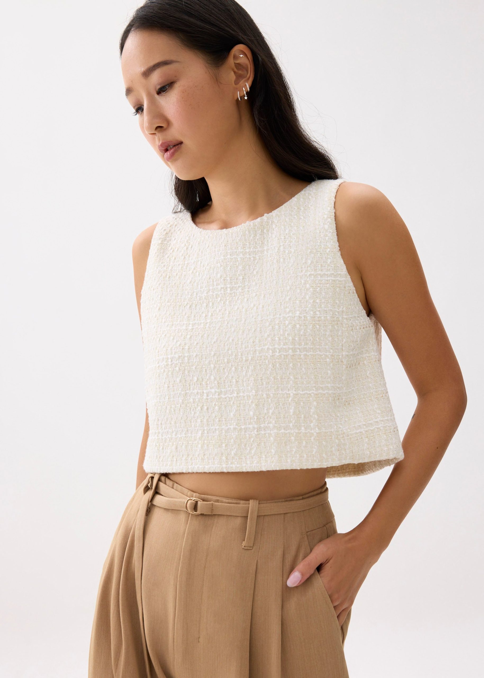 Kaori Tweed Crop Shell Top - Image 2