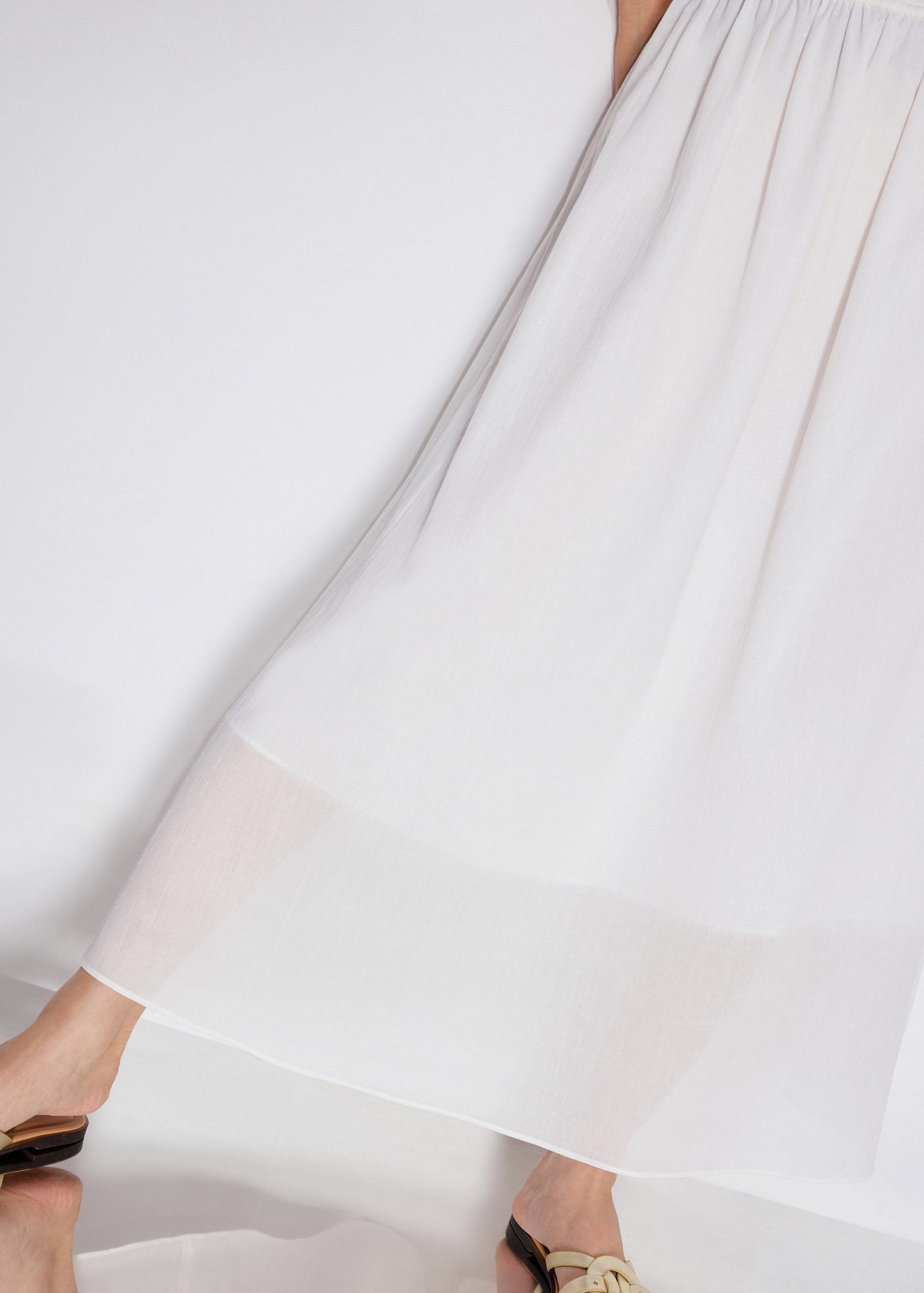 Elastic Cotton High Waist Flare Maxi Skirt - Image 4