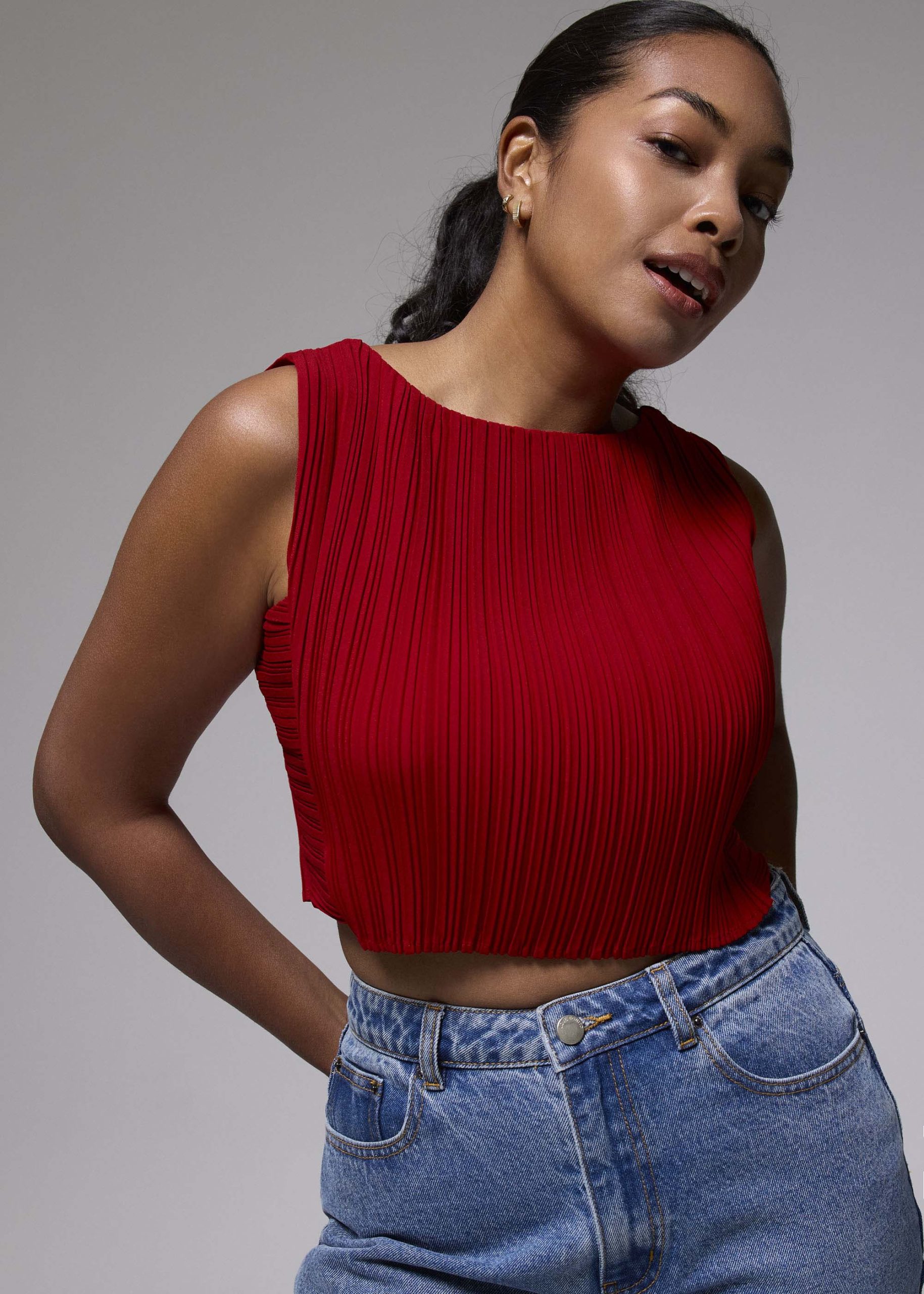 Dez Pleated Boat Neck Crop Top - Image 22