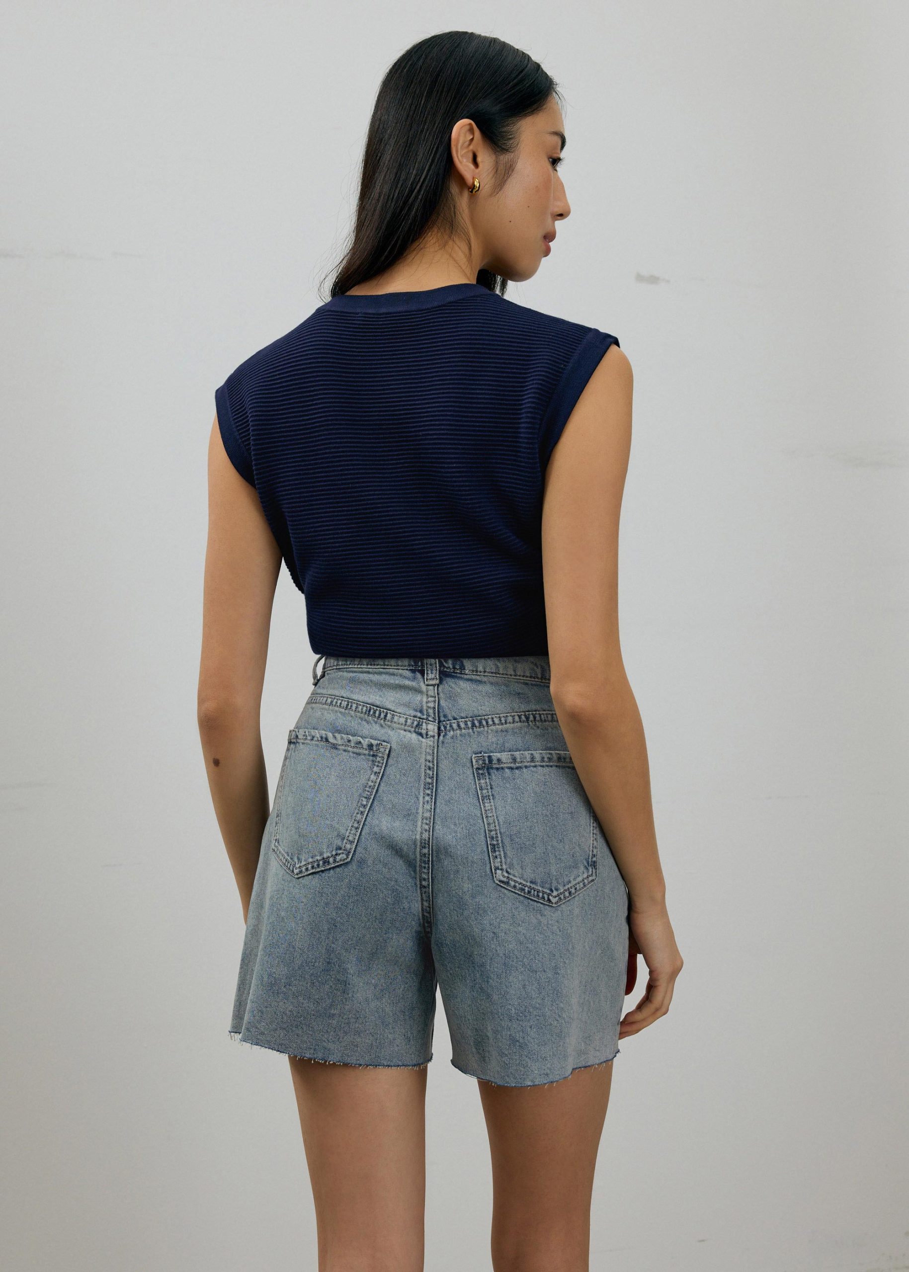 Sana High Waist Fray Denim Shorts - Image 6