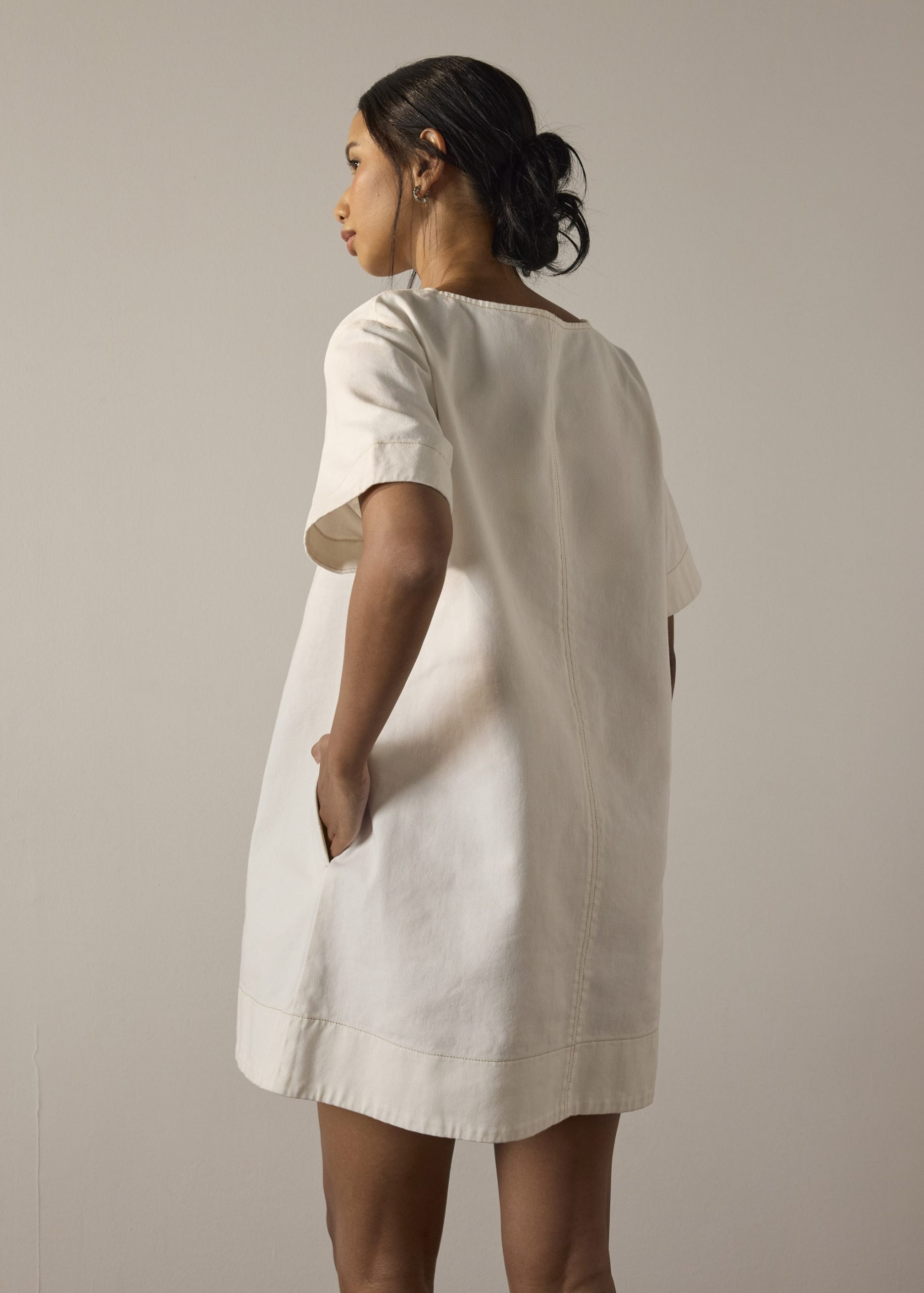 Denim Shift Mini Dress - Image 3