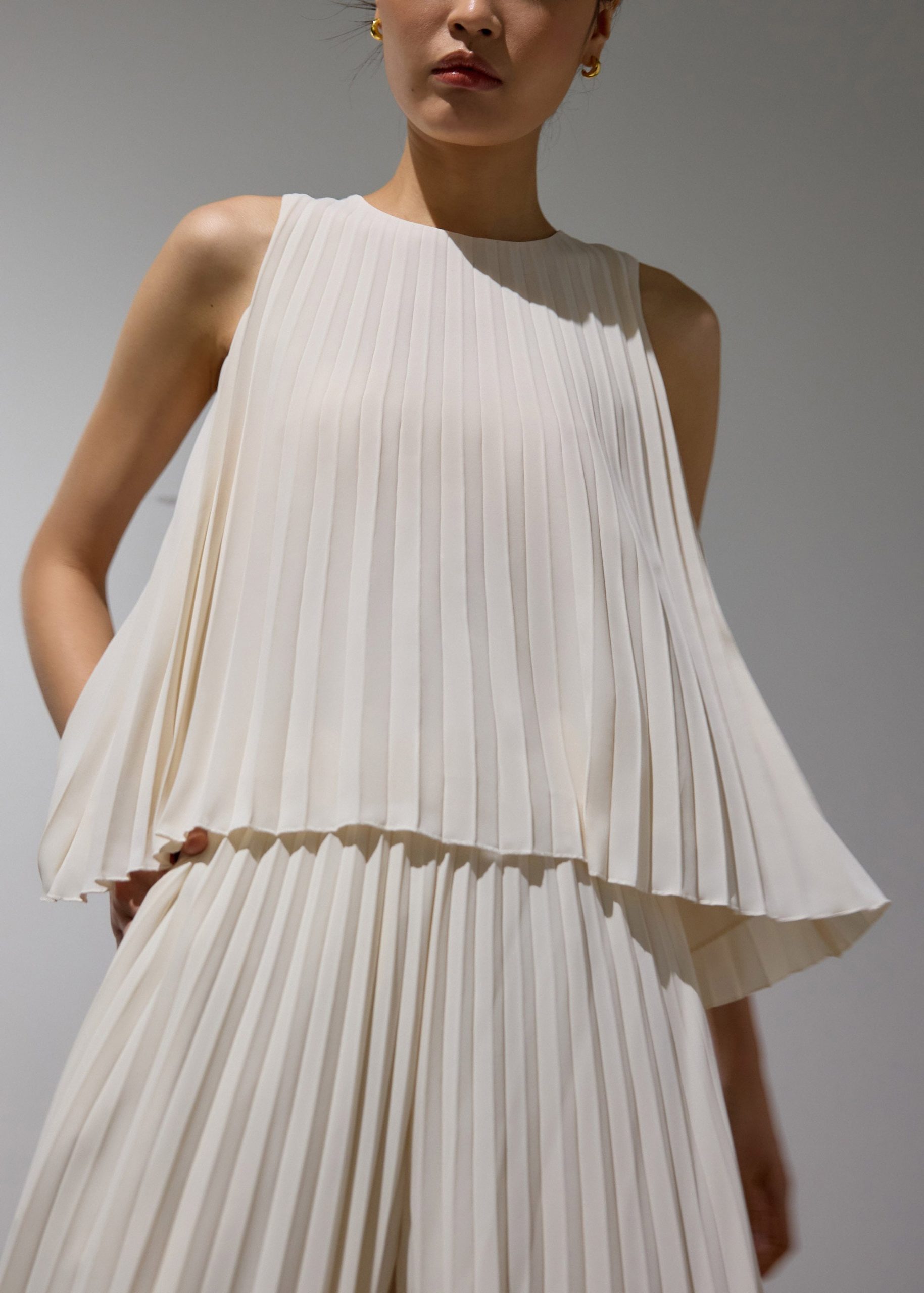 Wei Sunray Pleated Trapeze Shell Top