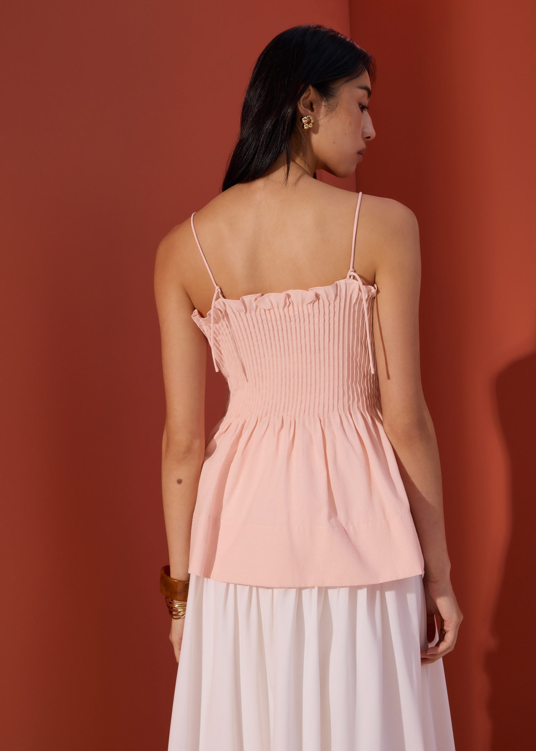 Cotton Pintuck Peplum Camisole Top - Image 10