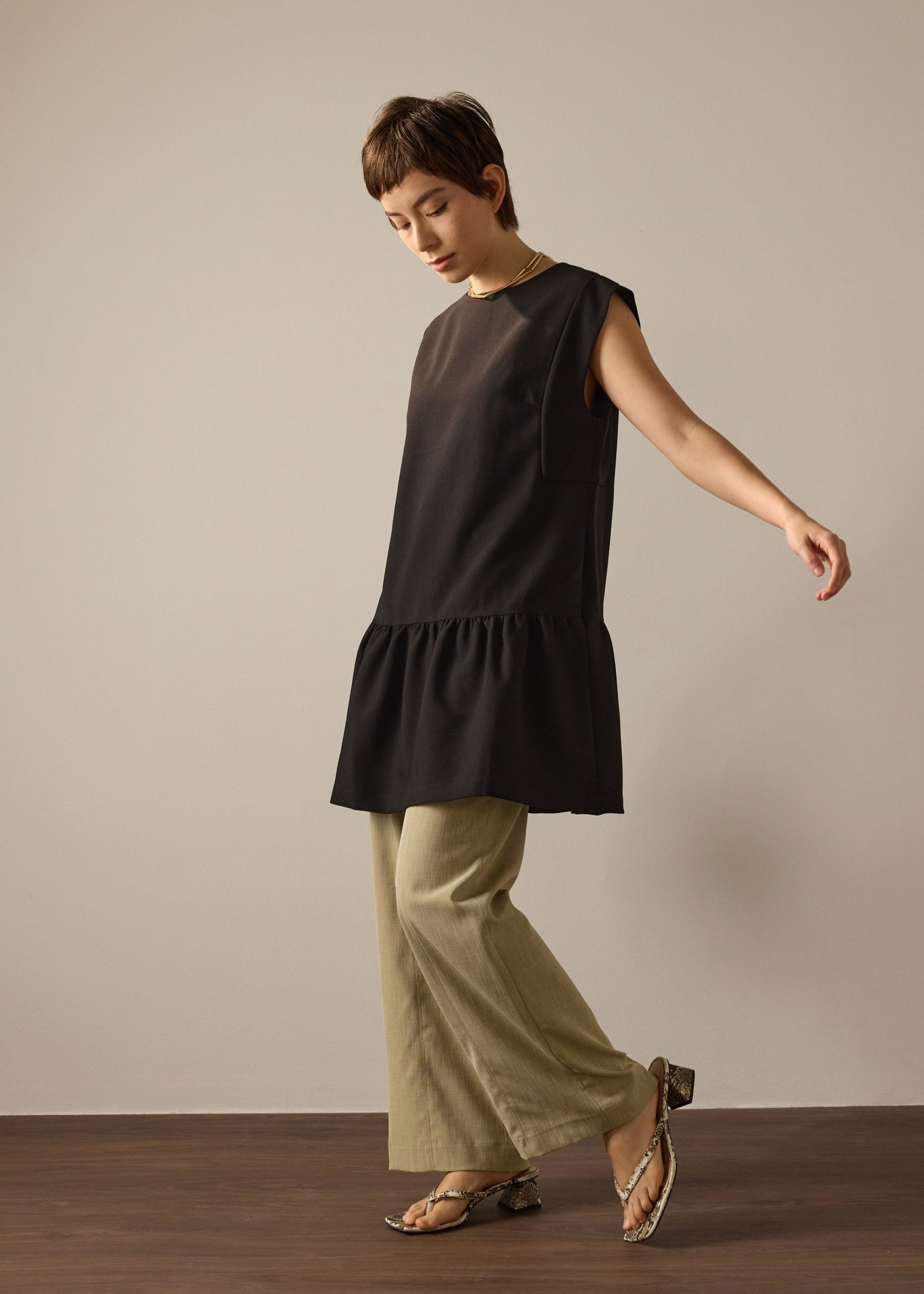 Marla Twill Round Neck Drop Waist Mini Dress - Image 5