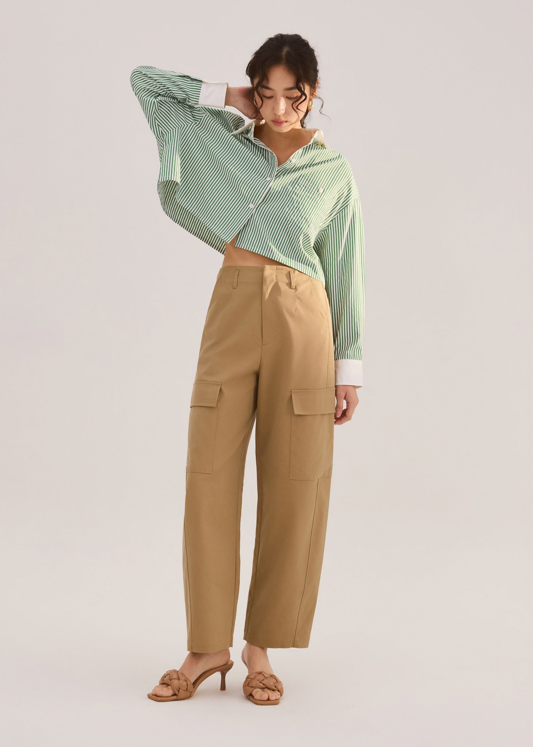 Lyocell Cargo Mid Waist Cocoon Pants - Image 2