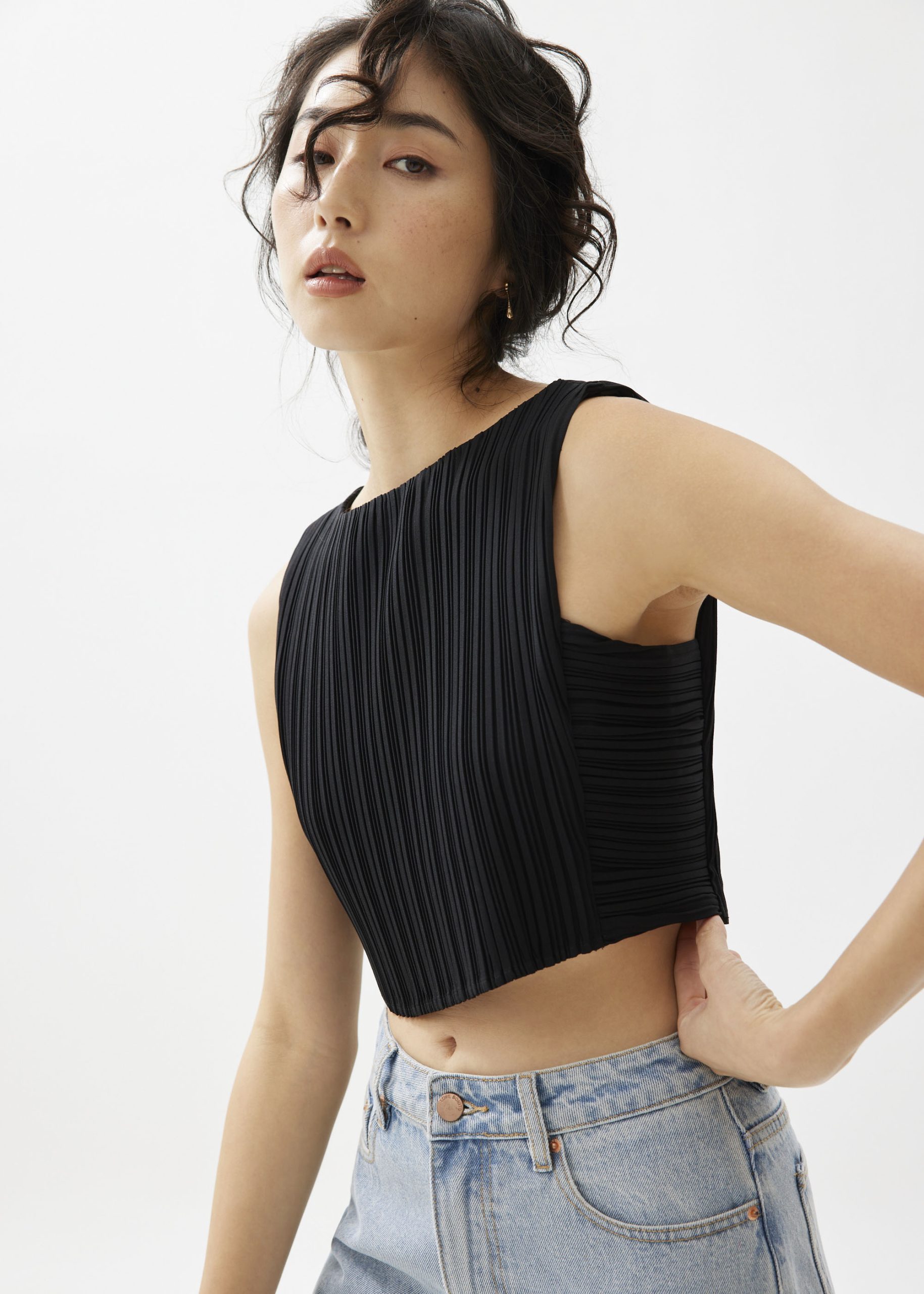 Dez Pleated Boat Neck Crop Top - Image 5