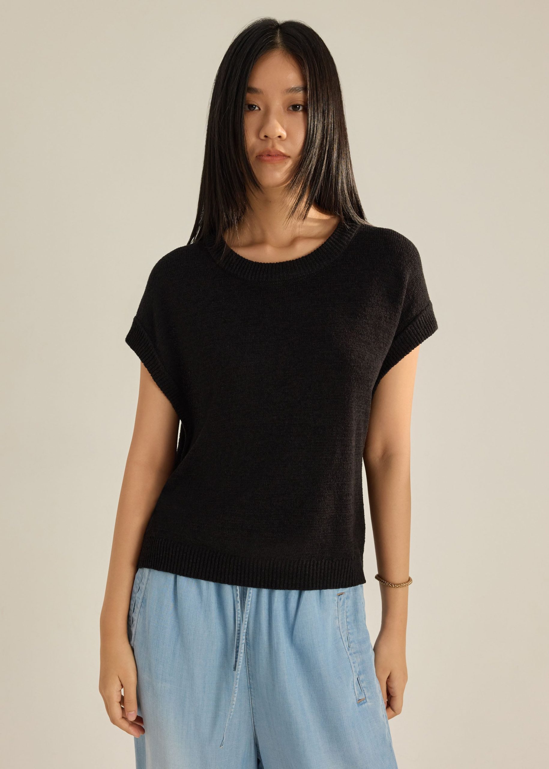 Knit Relaxed Round Neck Top - Image 7