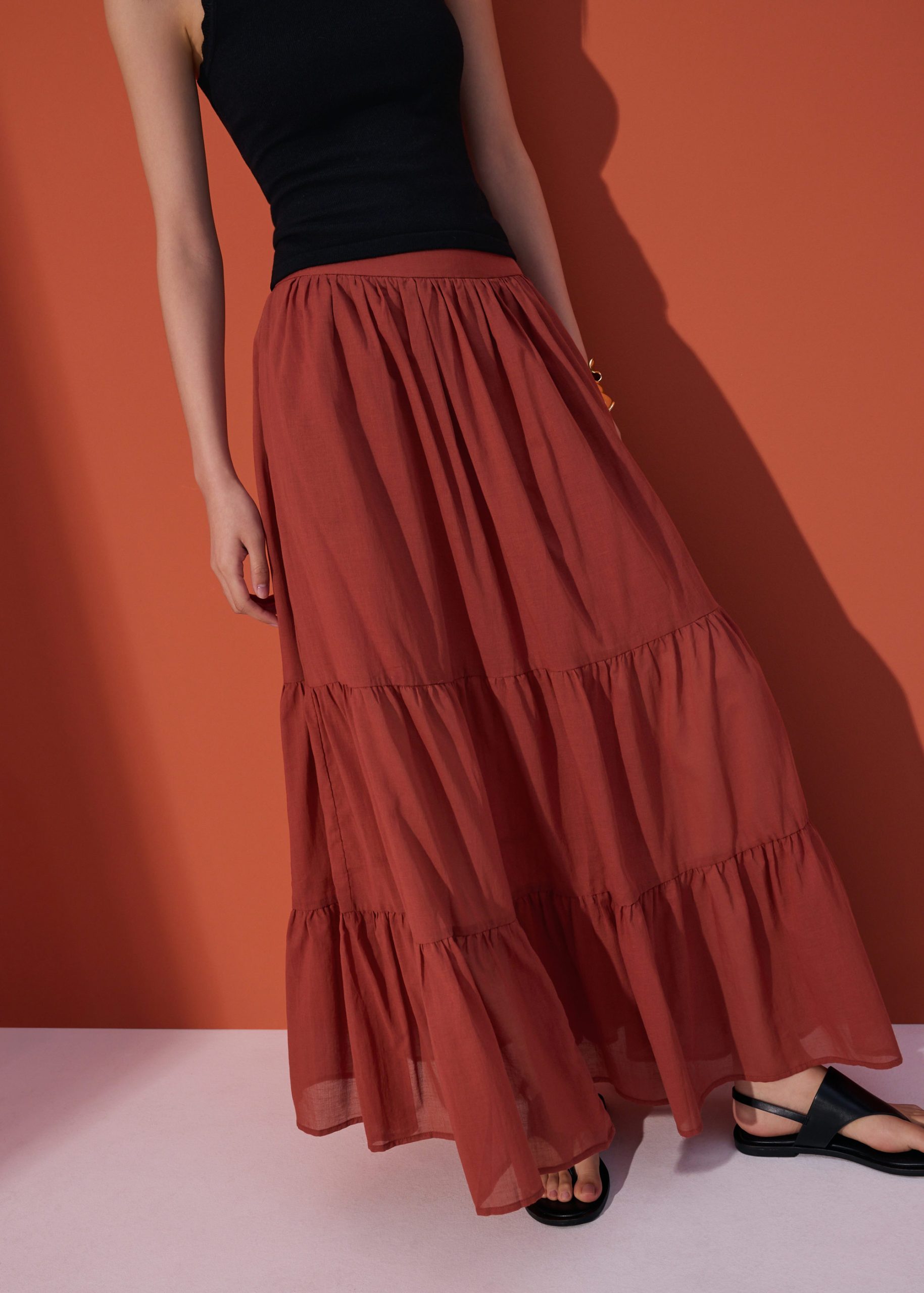 Cotton Flare Maxi Skirt in Desert Haze - Image 22