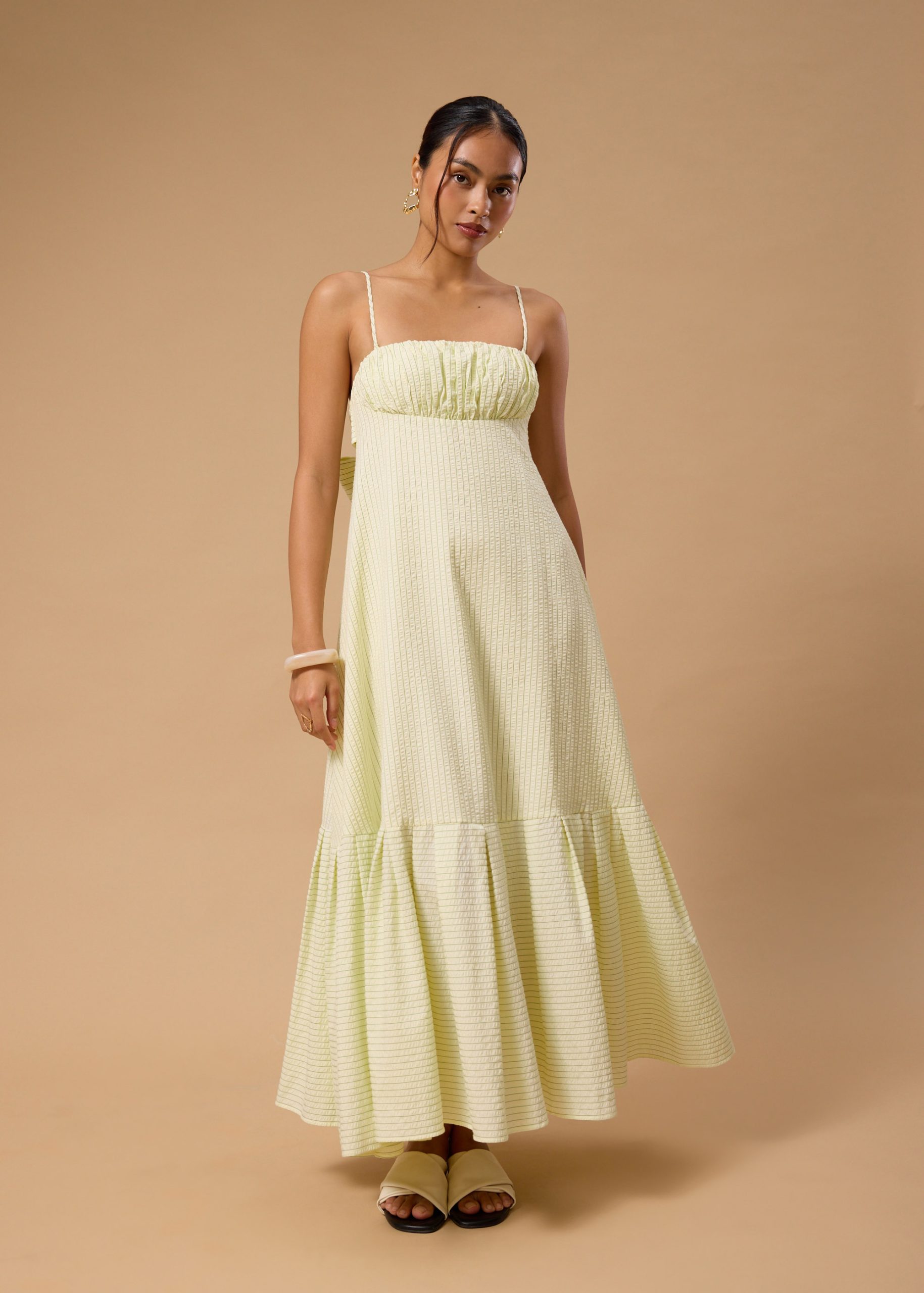 BraFree by LB Pinstripe Seersucker Multi-way Fit & Flare Maxi Dress - Image 2