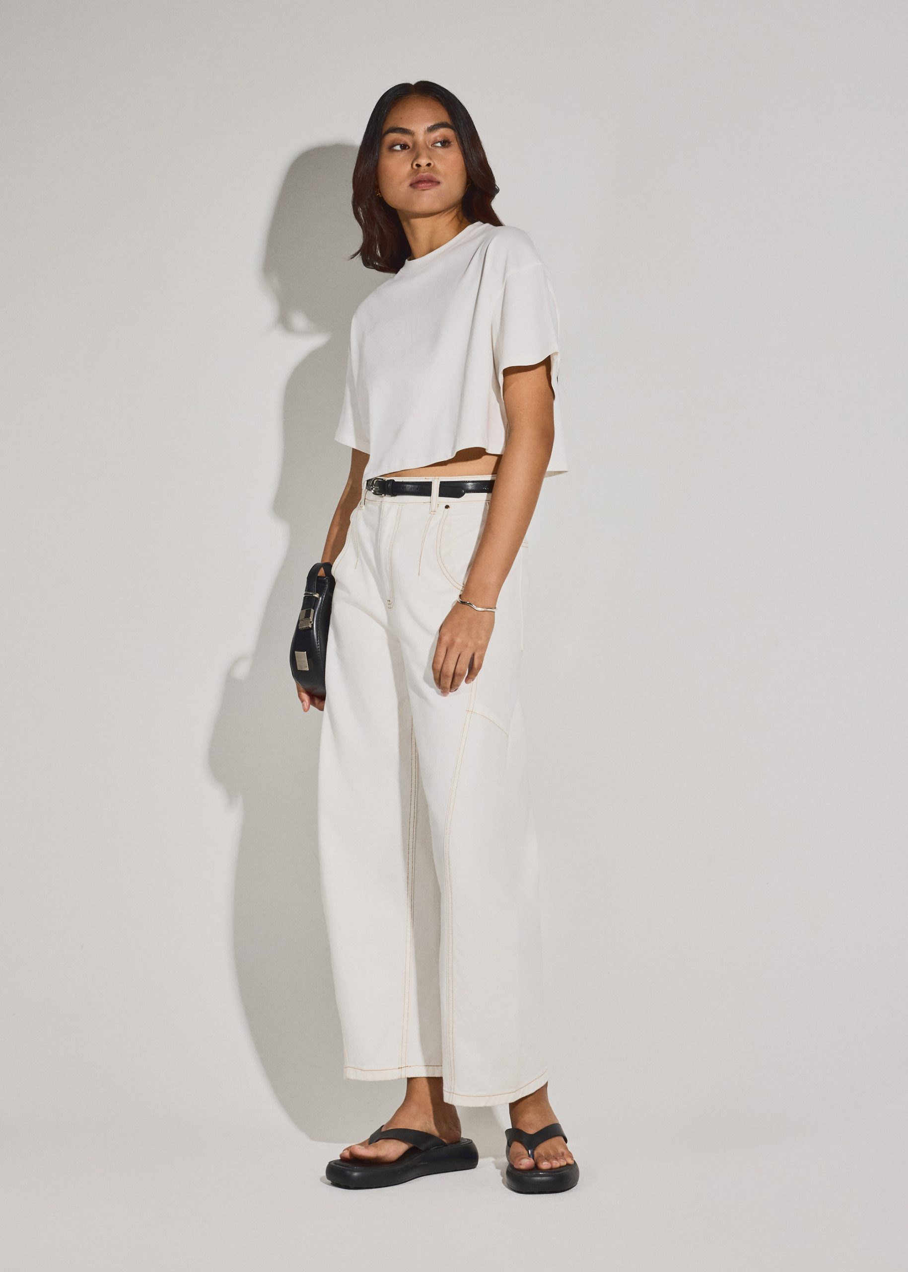 Gita Cotton Round Neck Boxy Crop Tee - Image 8