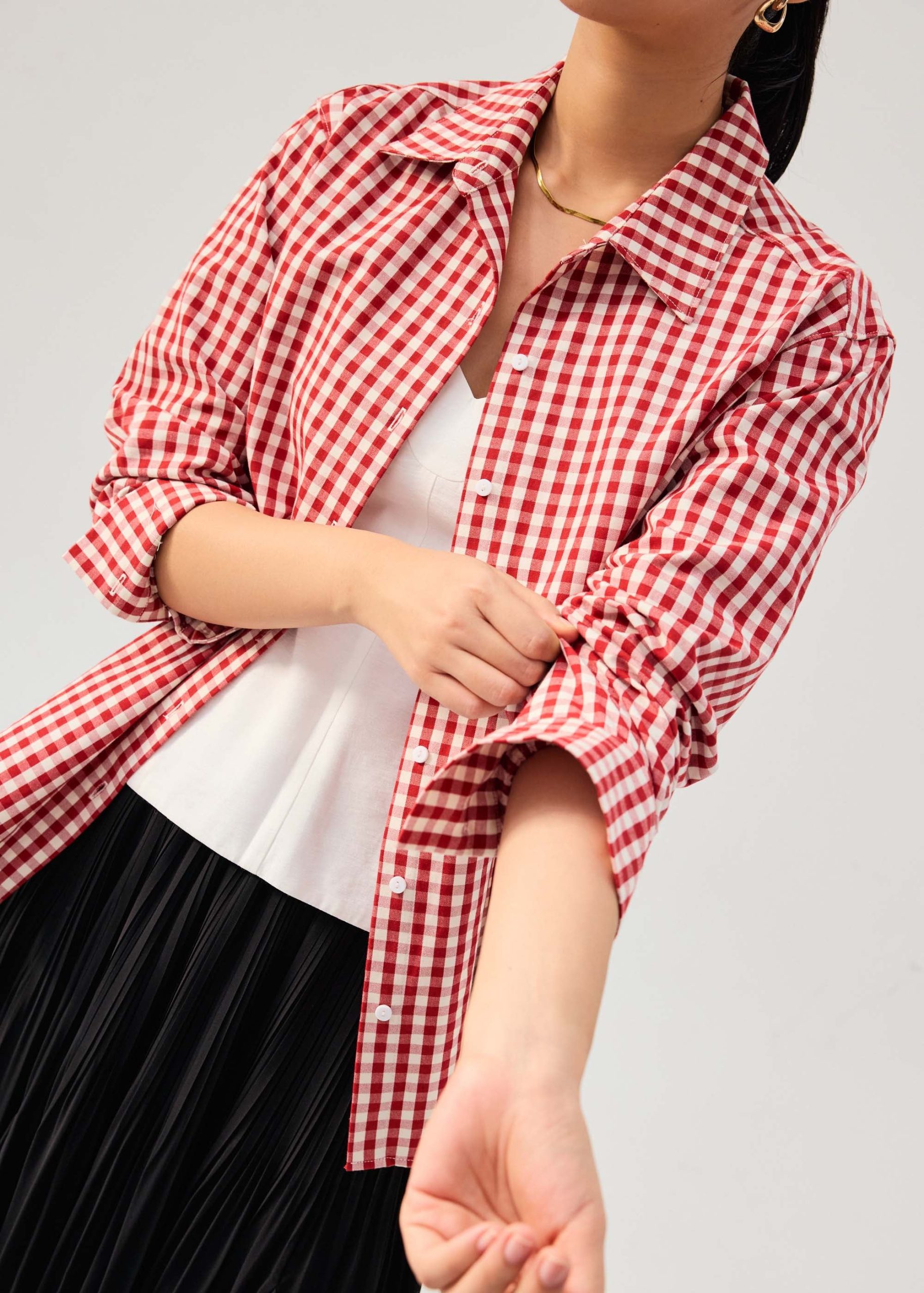 RuchedReady® Relaxed Cotton Gingham Button Down Shirt - Image 3