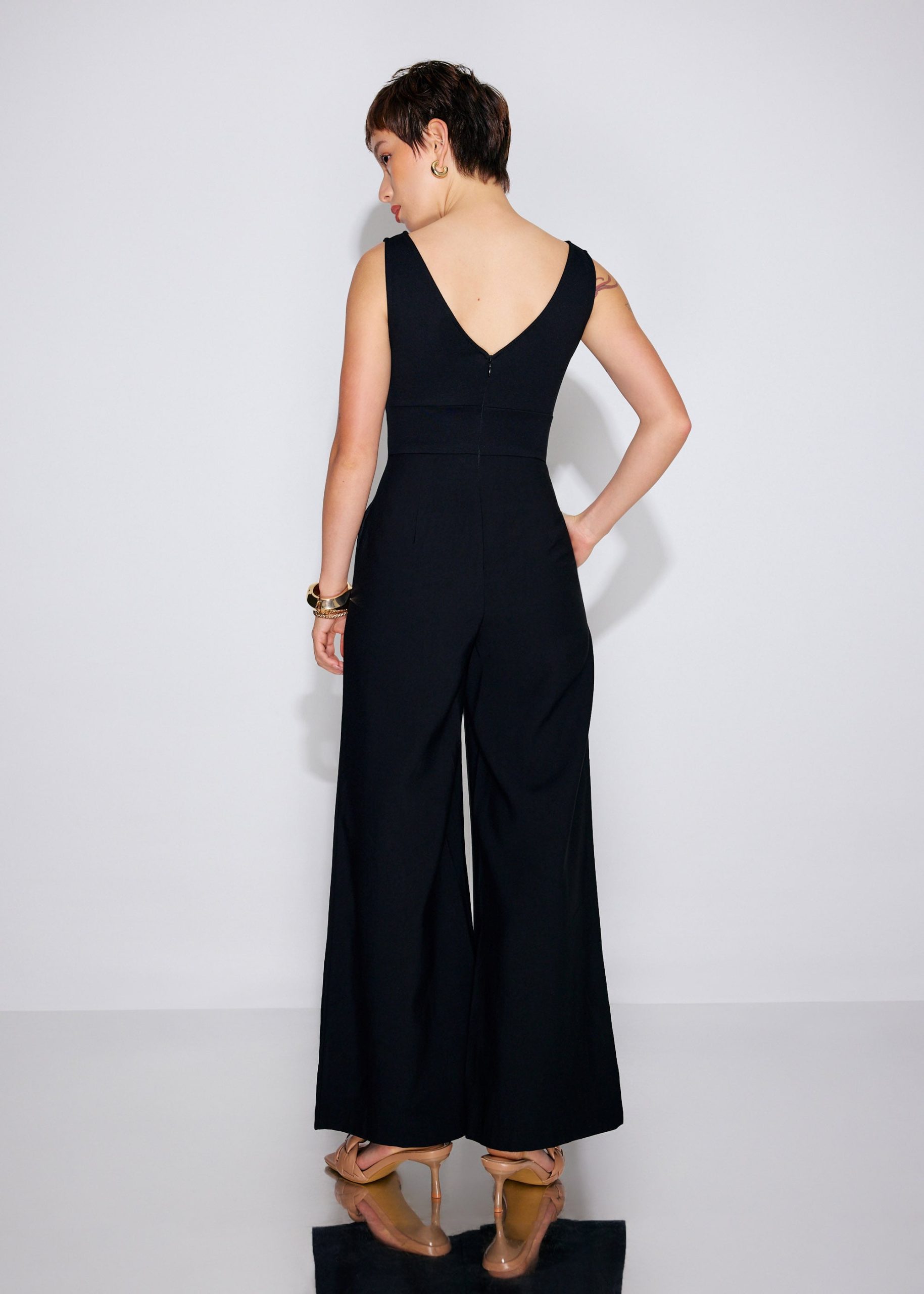 Boat Neck Wide Leg Jumpsuit - Image 4