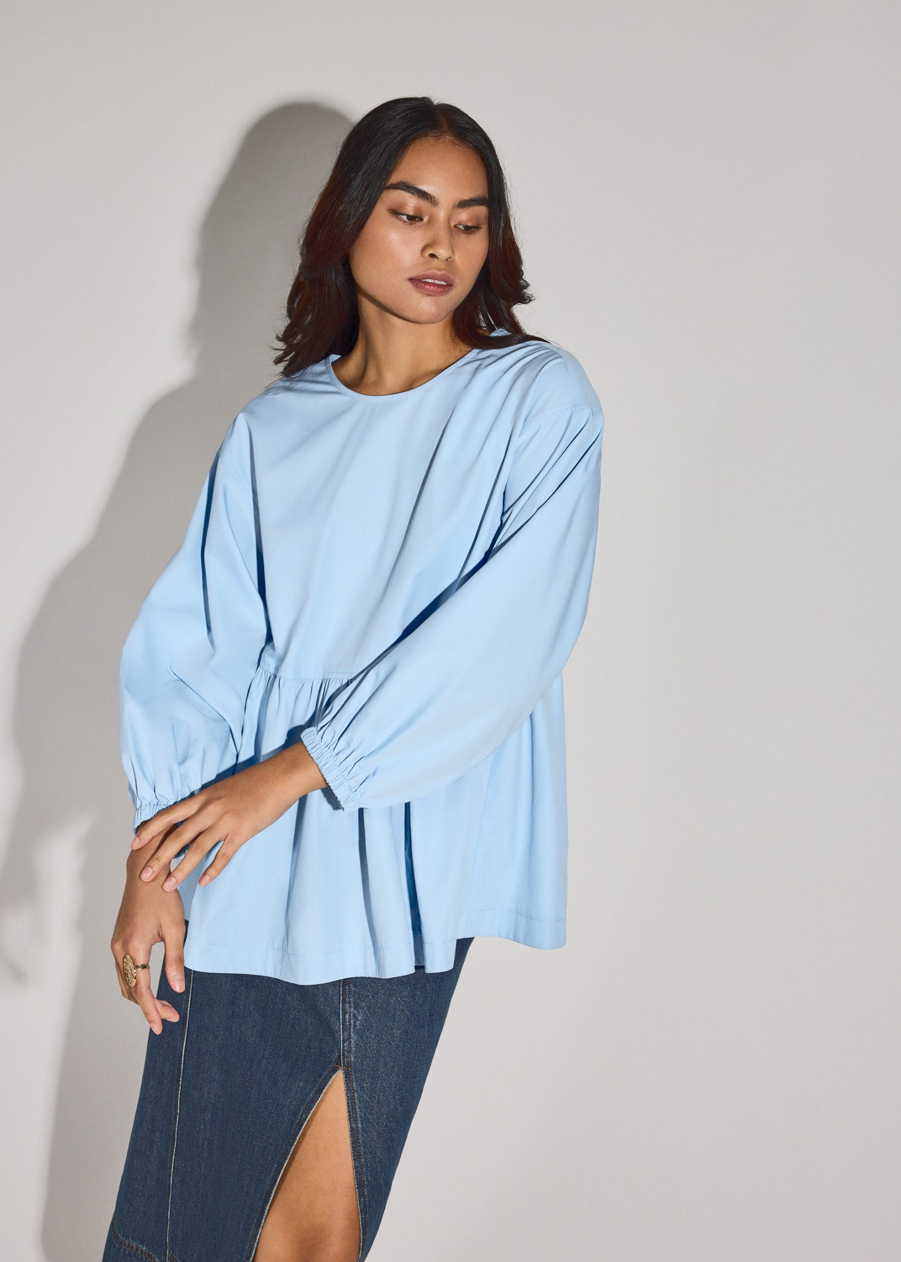 Round Neck Peplum Long Top - Image 10