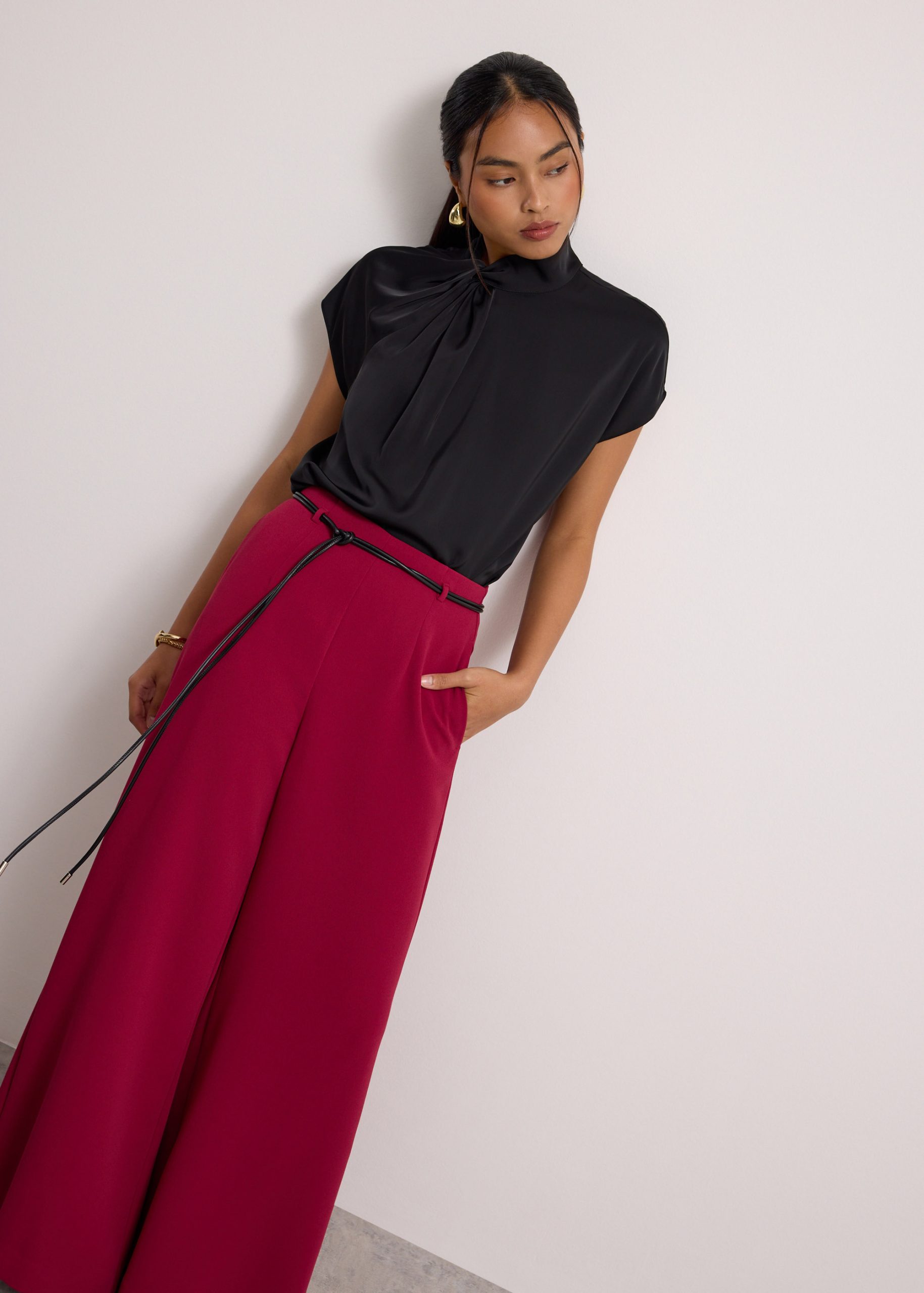 Satin Drape Collared Blouse - Image 26