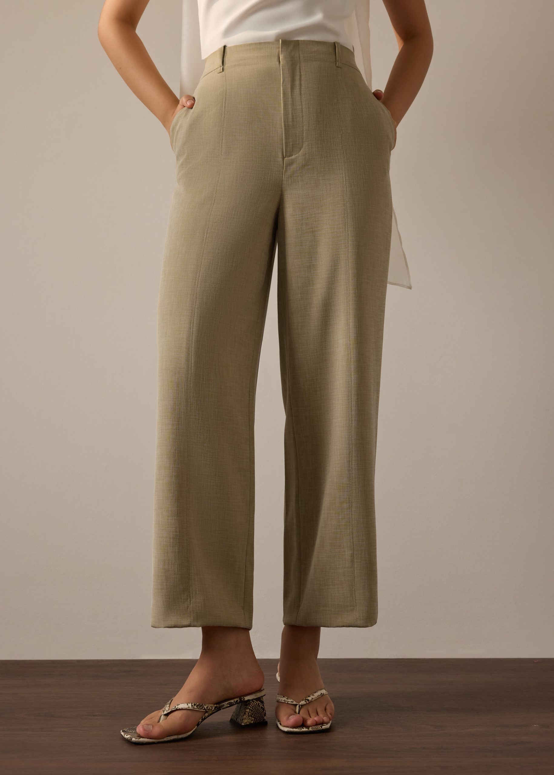 PETITE Leggy??Pia Adjustable Hem Elastic Melange Straight Leg Pants - Image 23