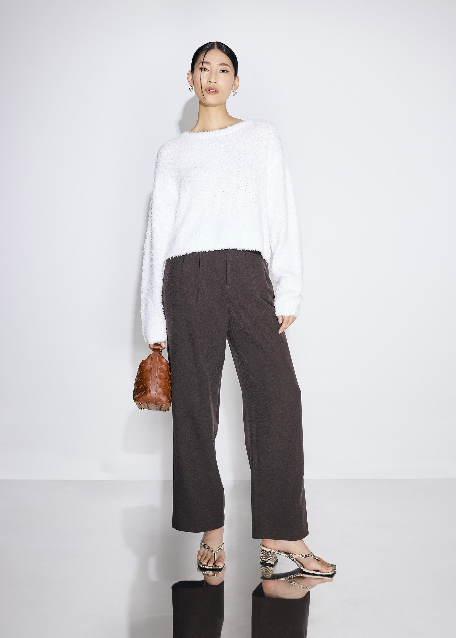 Relaxed Fuzzy Knit Crop Sweater - Image 10