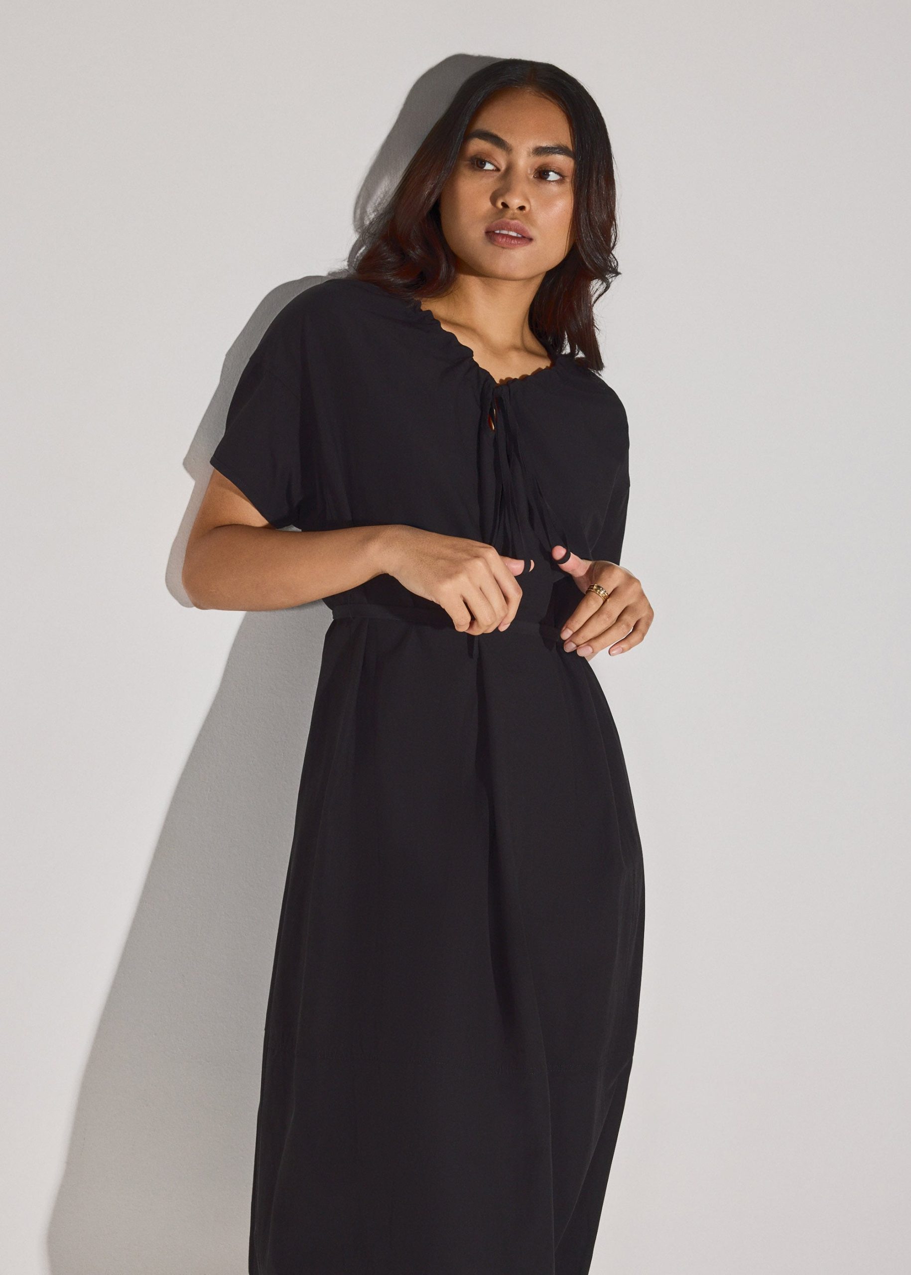 Multi-way Cotton Drawstring Cocoon Midaxi Dress - Image 6