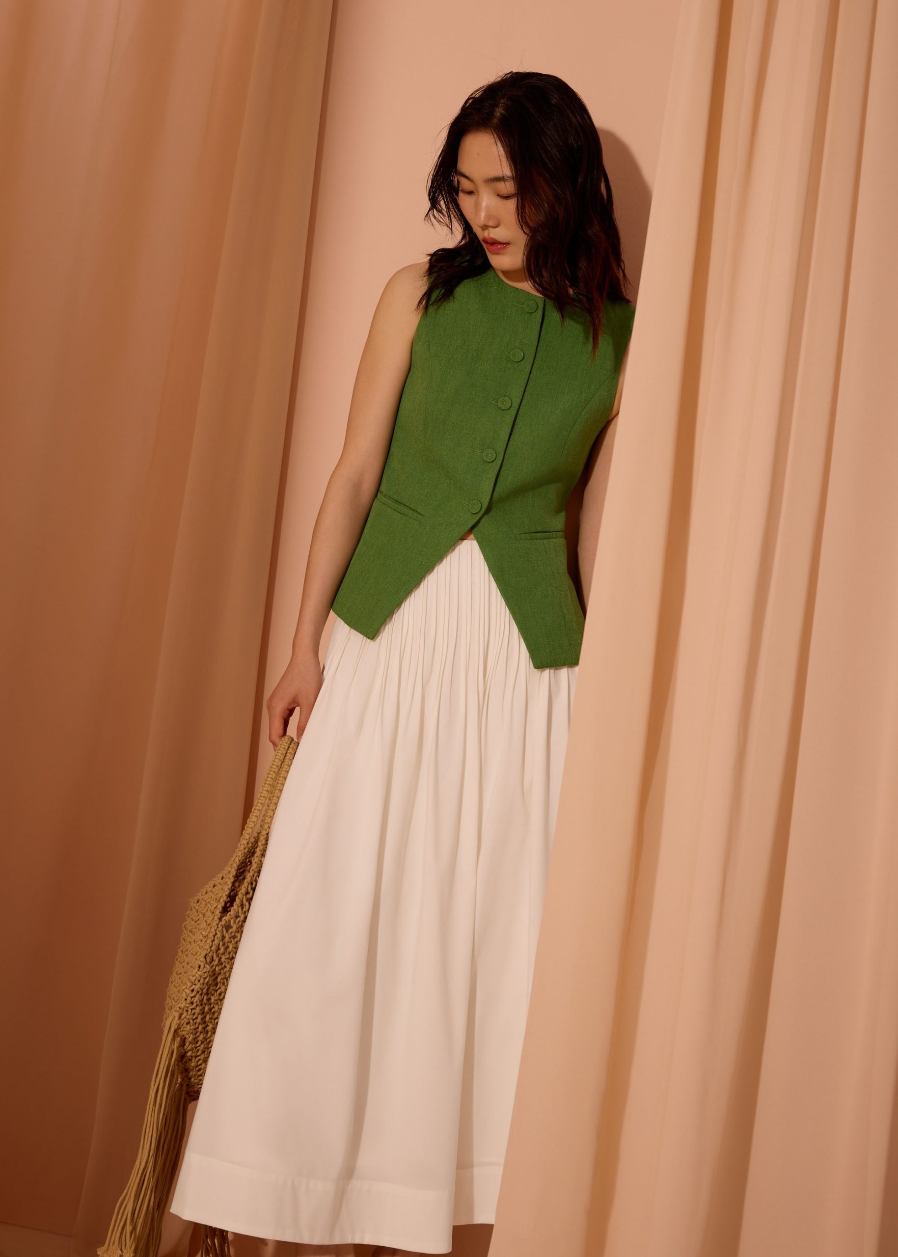 Padma Textured Round Neck Long Vest Top - Image 21