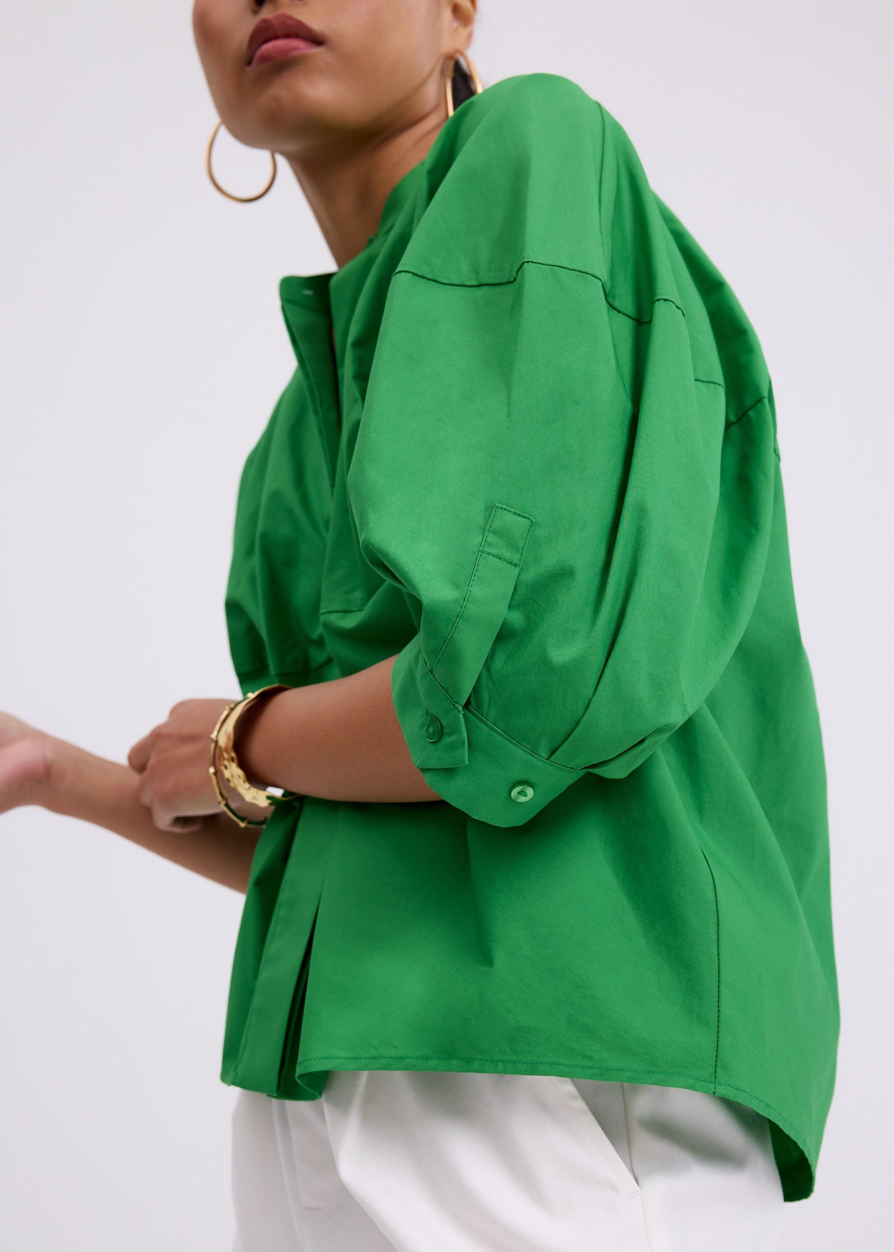 Meiying Relaxed Poplin Mandarin Collar Shirt - Image 6