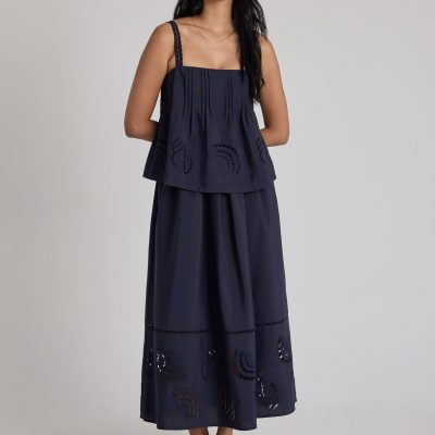 Flare Skirt in Tidal Escape Broderie