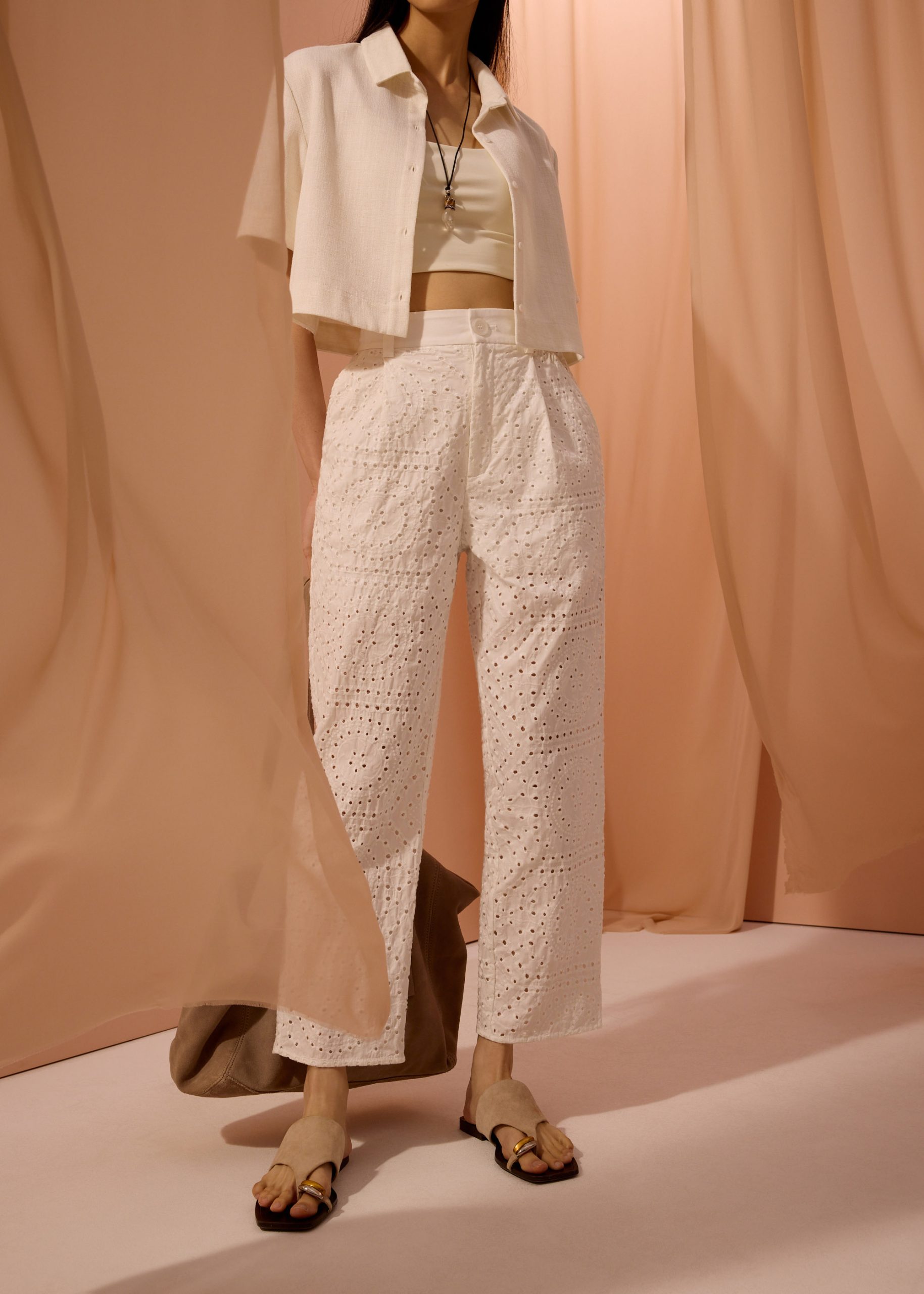 Elastic Peg Leg Pants in Soft Breeze Broderie - Image 6