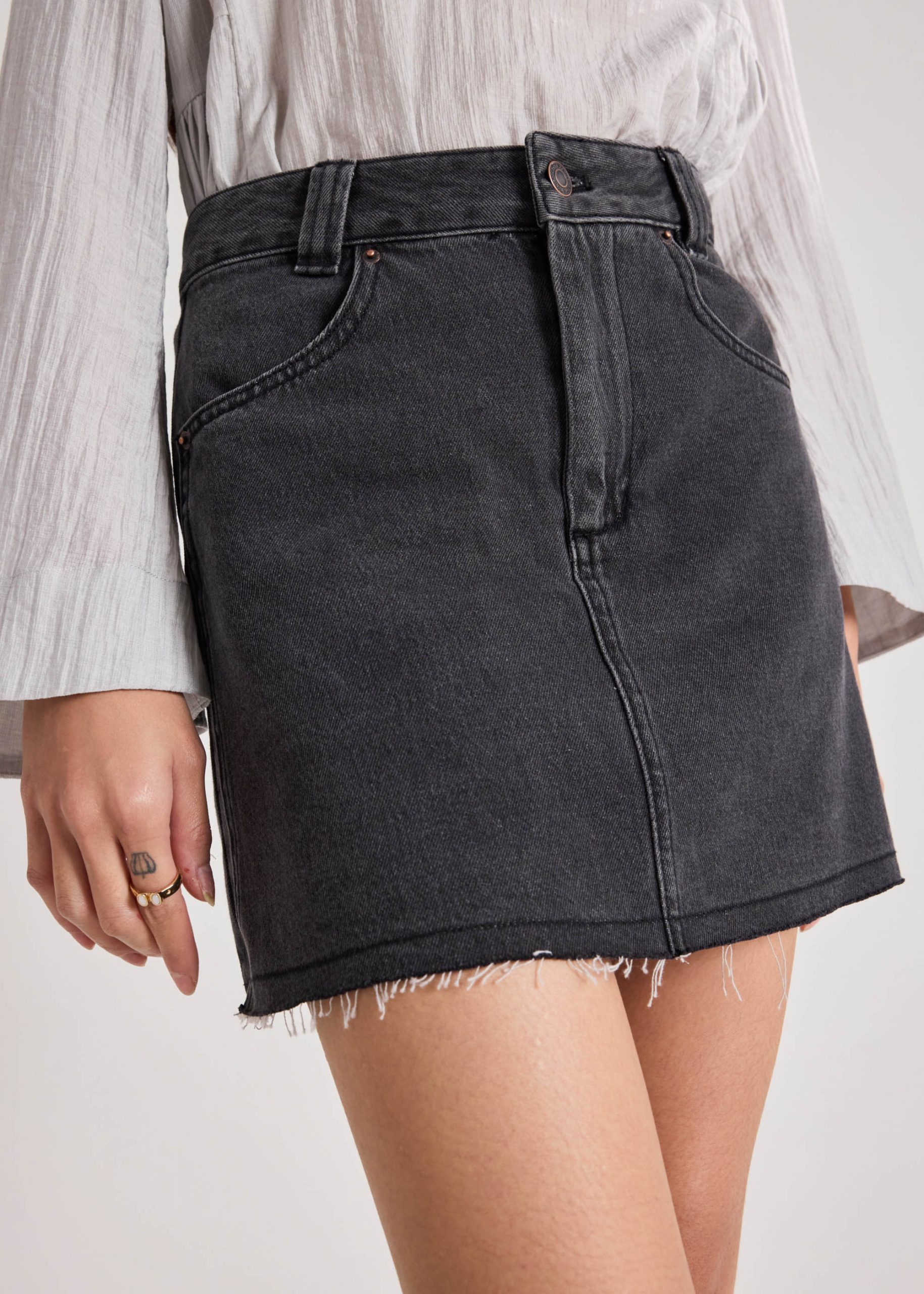 Raw Hem Denim Skirt - Image 11