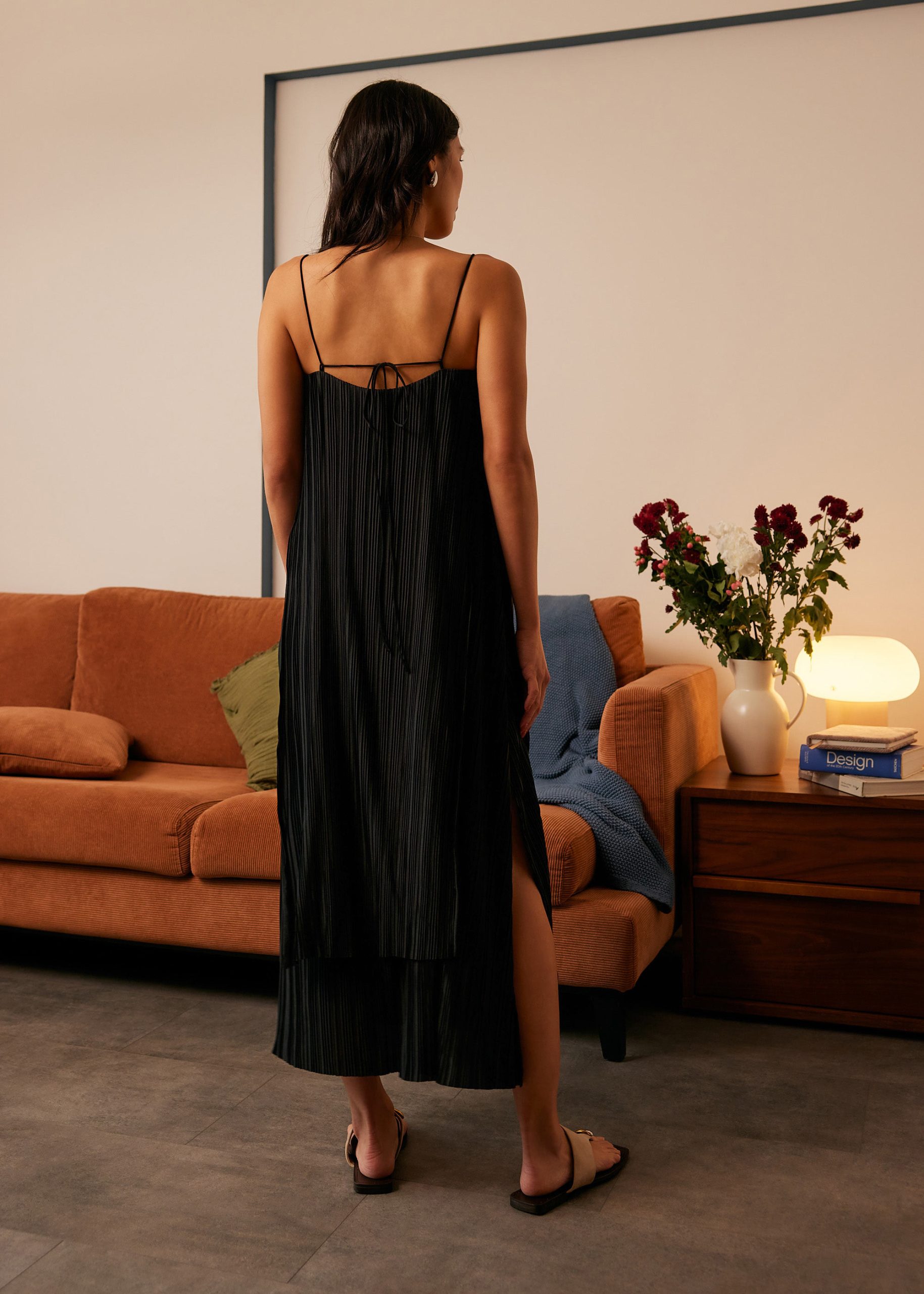 Plisse Trapeze Column Midaxi Dress - Image 5