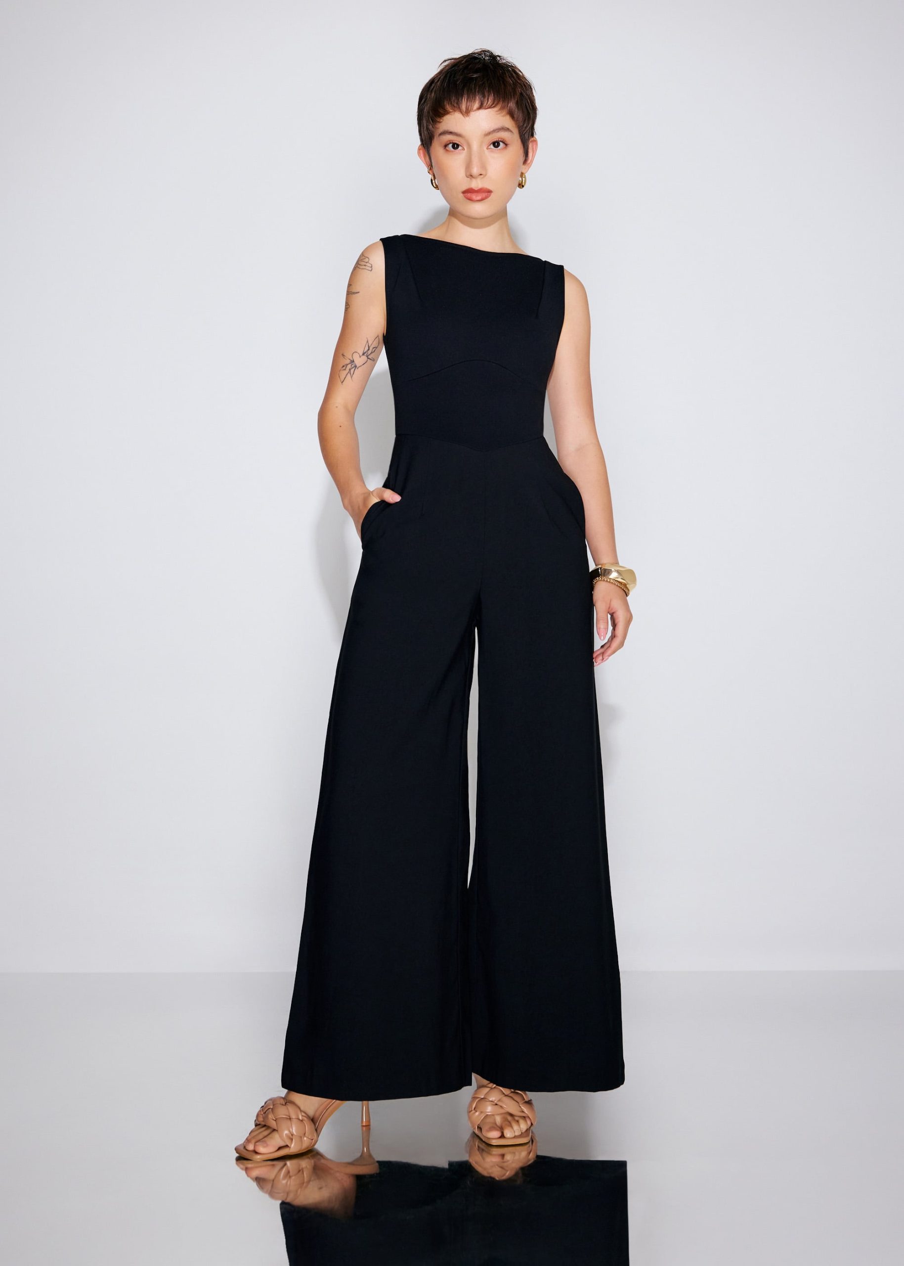 Boat Neck Wide Leg Jumpsuit - Image 2