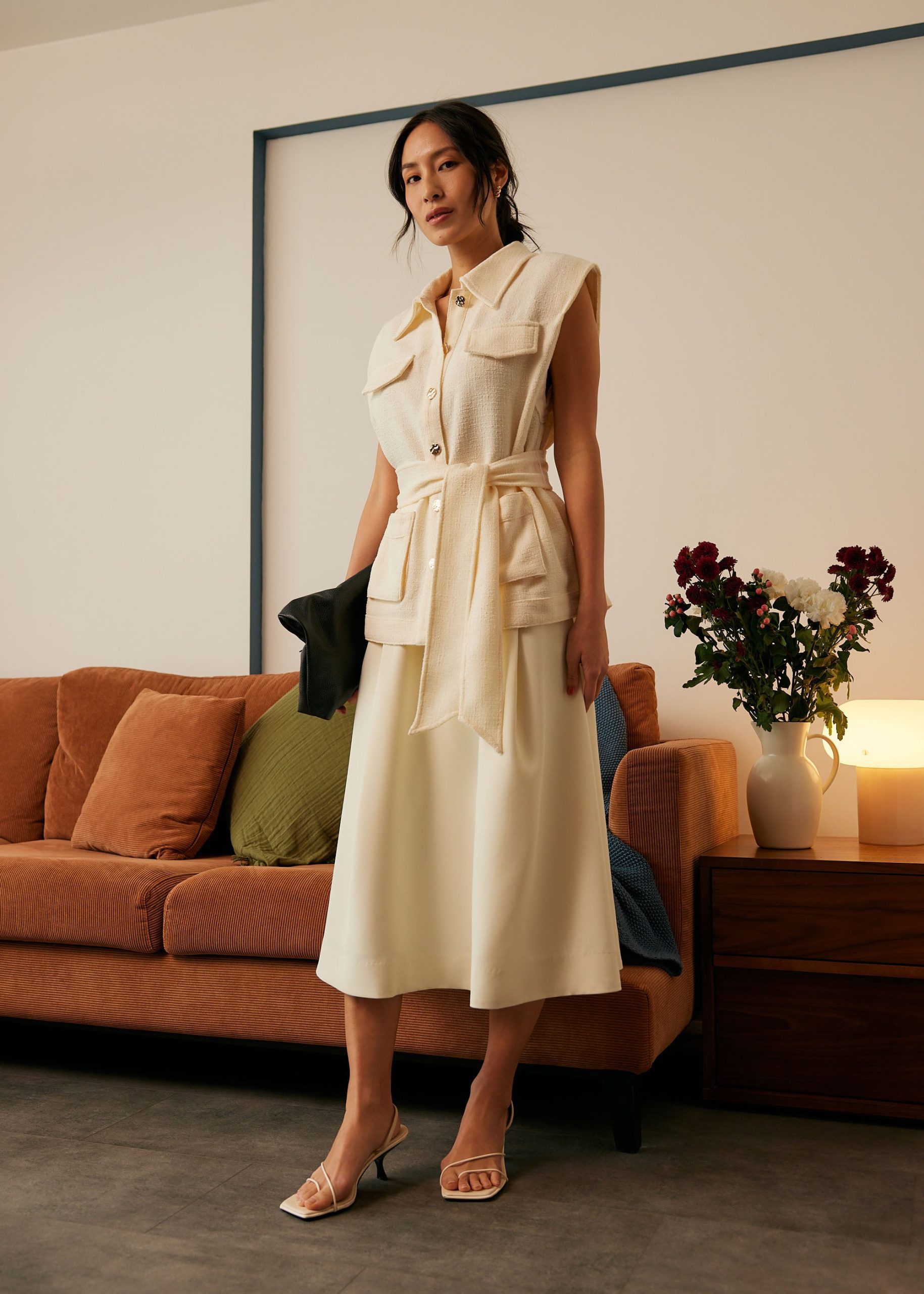 Oversized Belted Tweed Vest - Image 6