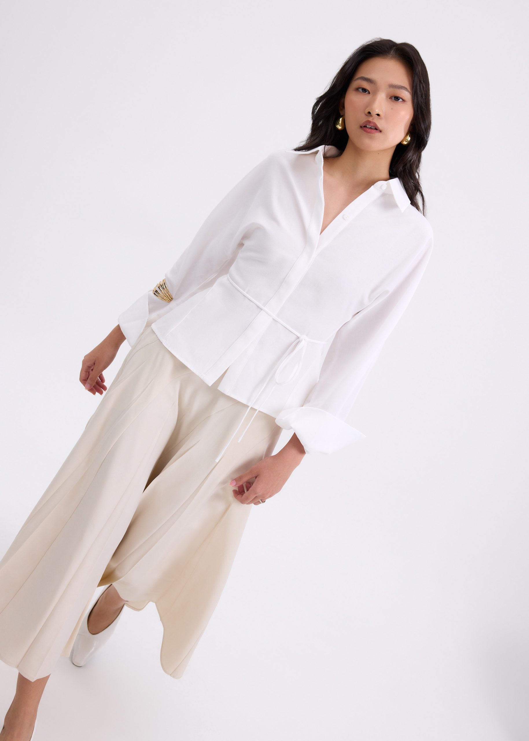 RuchedReady® Lily Cinch Waist Collared Shirt - Image 9