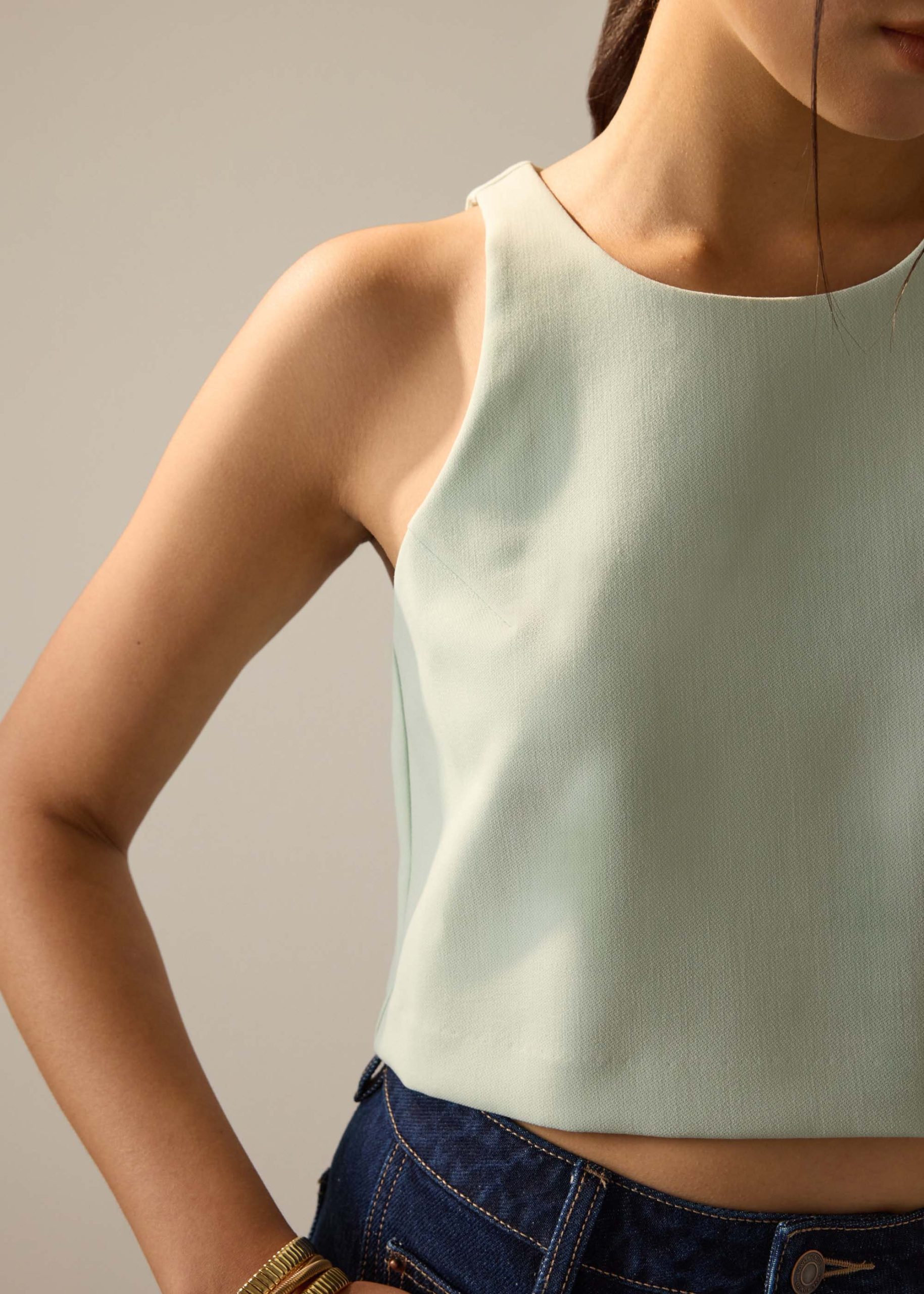 Carla Round Neck Crop Shell Top - Image 5