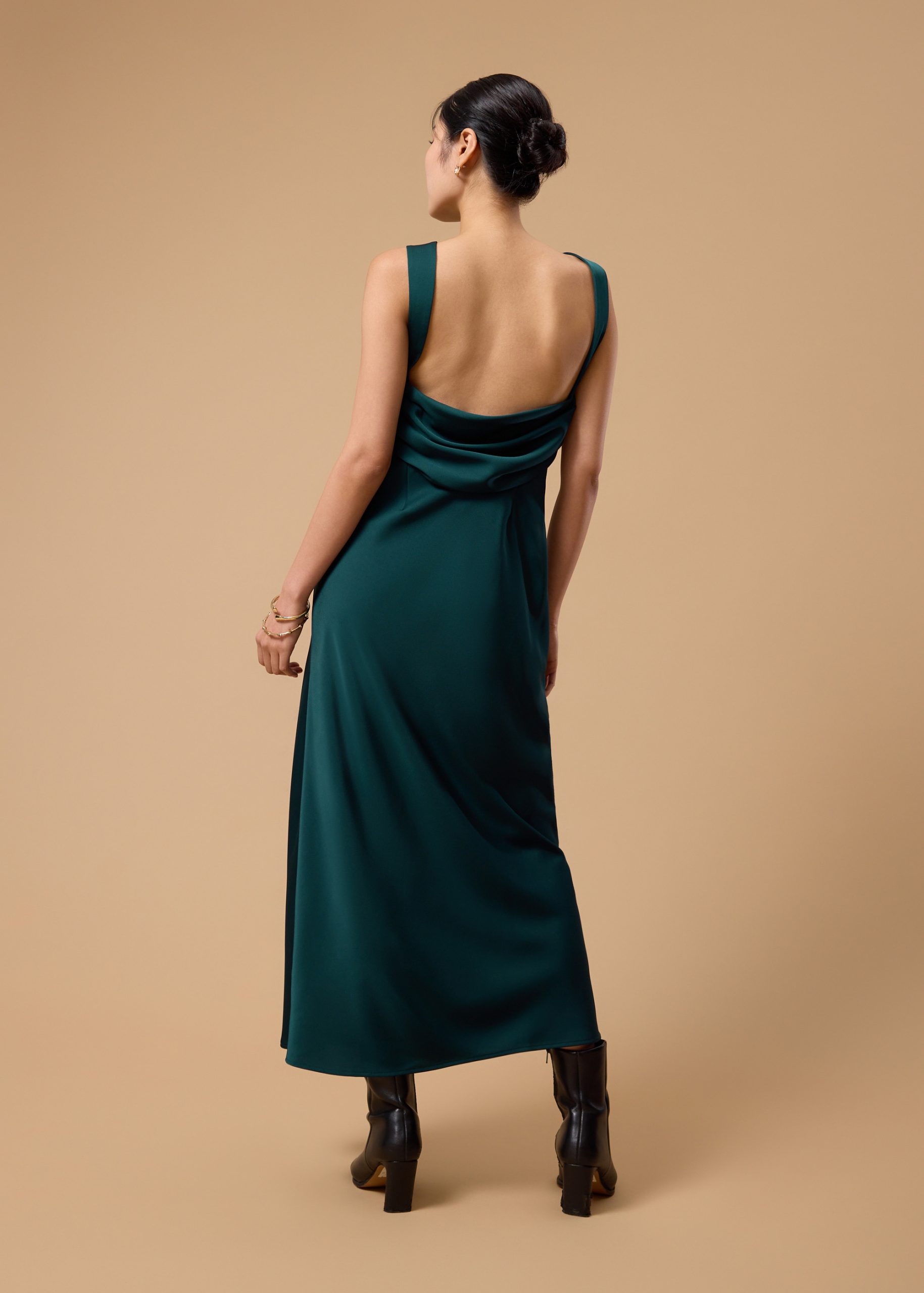 BraFree by LB Satin Cowl Neck Bias Cut Maxi Dress - Image 13