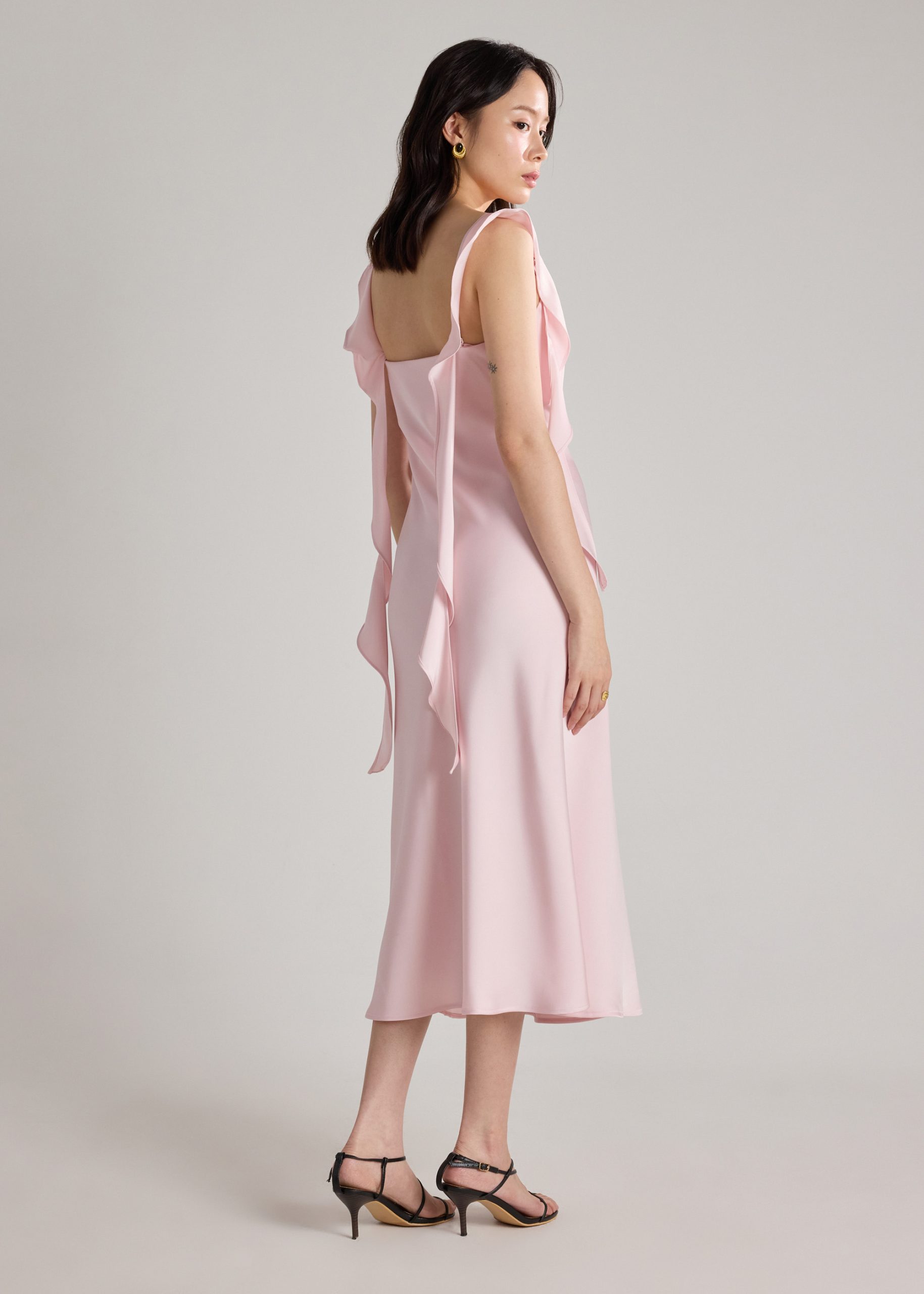 BraFree by LB Multi-way Satin Dress With Removable Ruffle Straps - Image 10