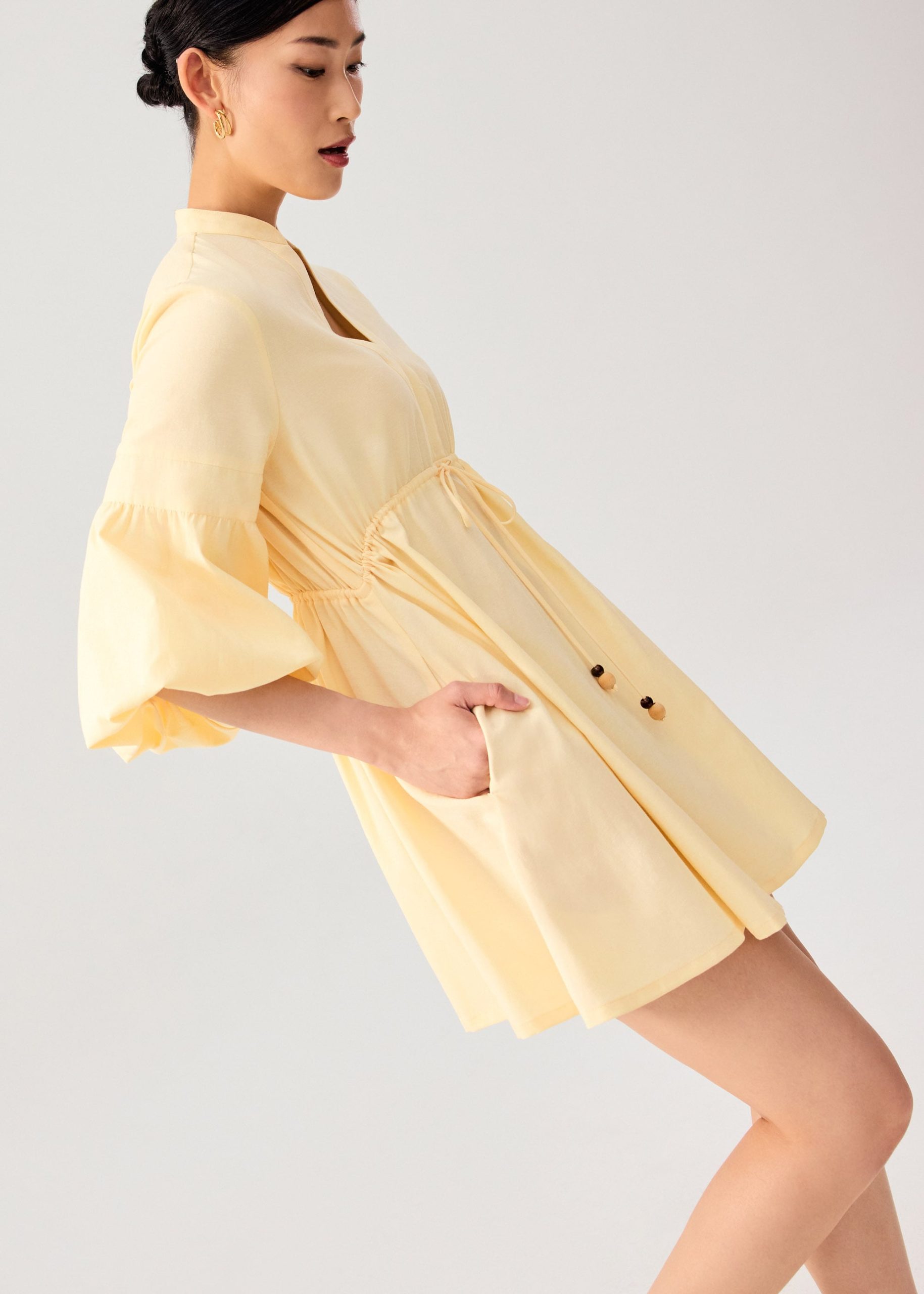 Cotton Puff Sleeve Babydoll Mini Dress - Image 10