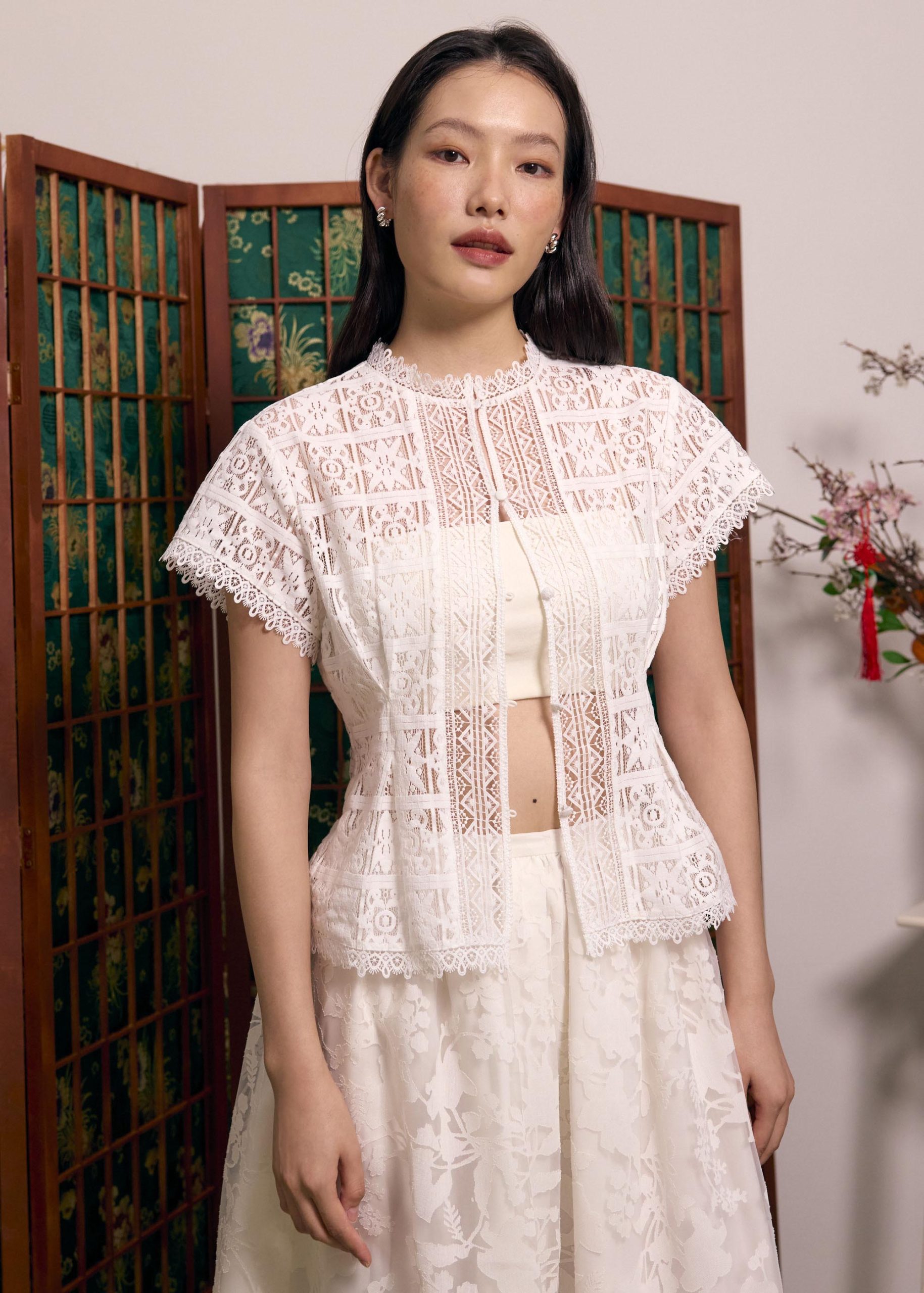 Lace Round Neck Fit & Flare Top - Image 18