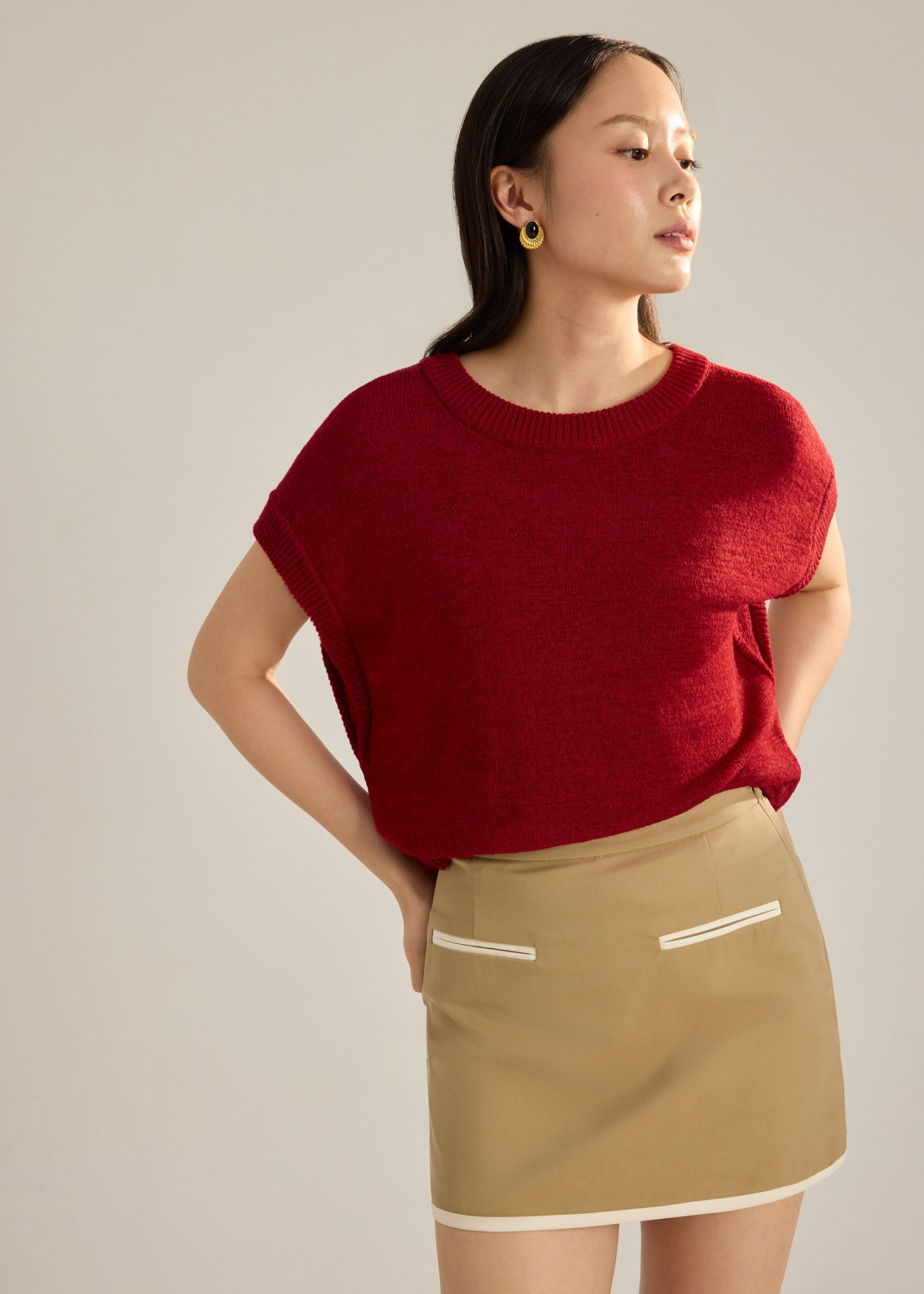 Knit Relaxed Round Neck Top - Image 18