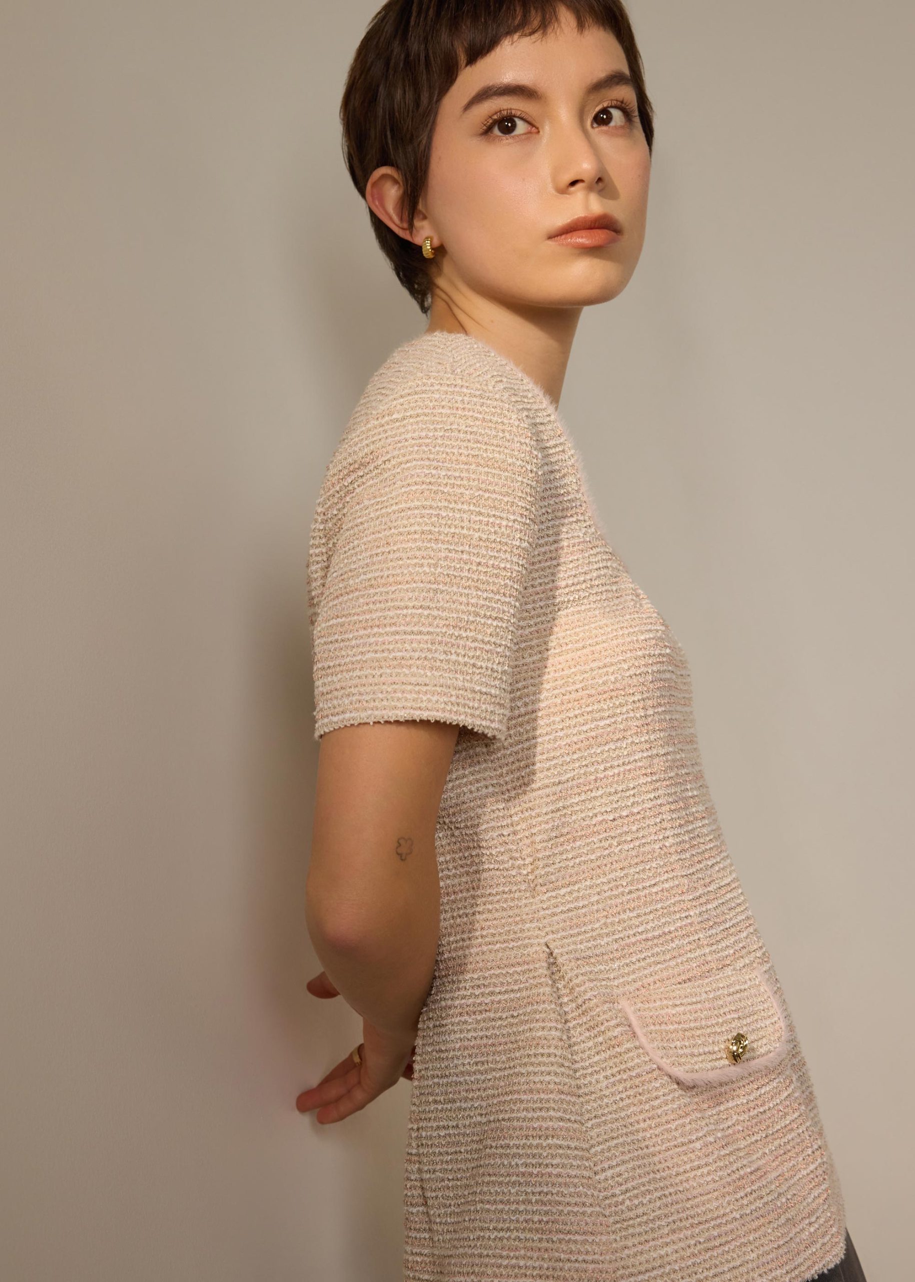 Ashna Stretch Tweed Fitted Top - Image 8