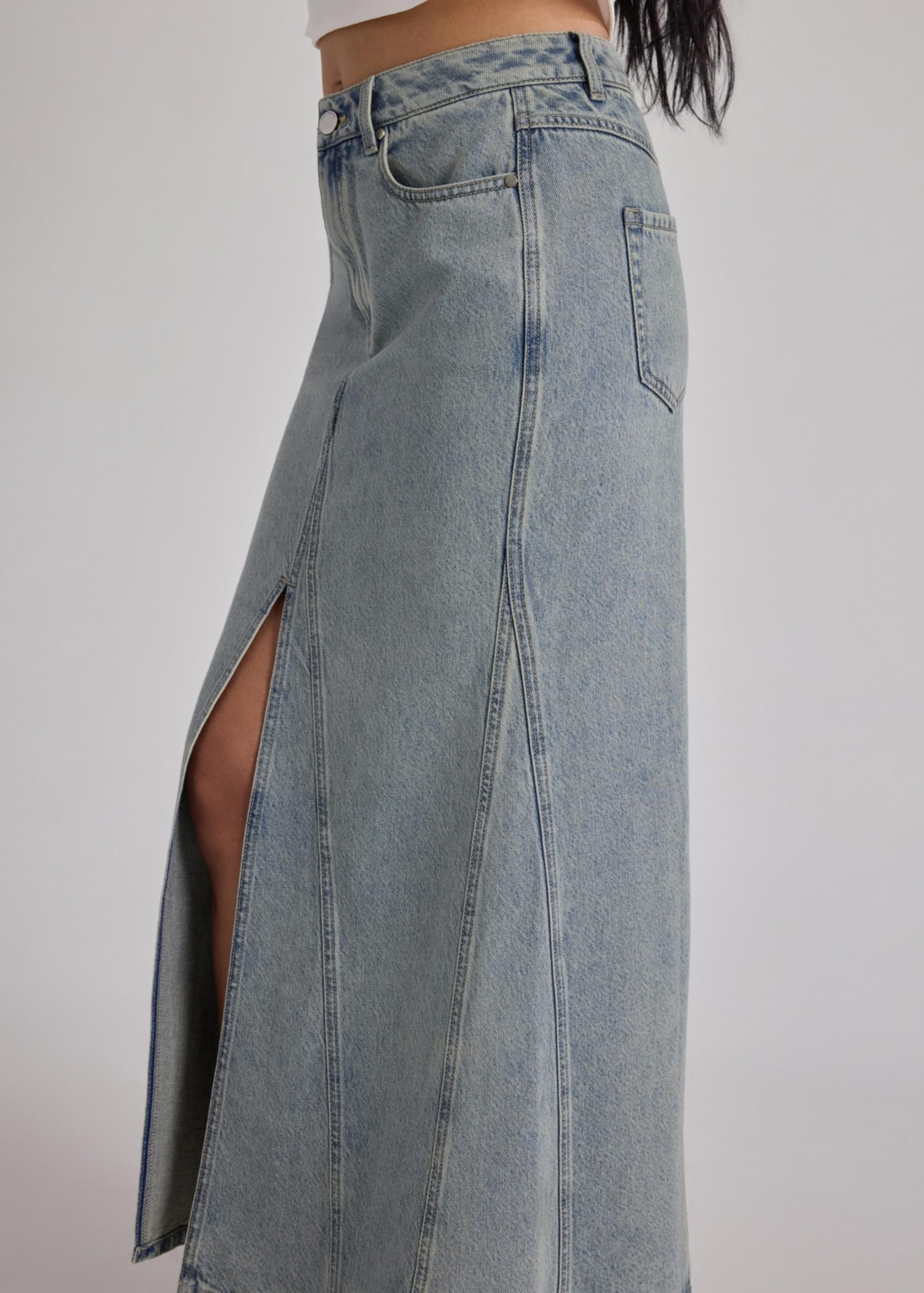 Denim Low Rise Trumpet Skirt - Image 4