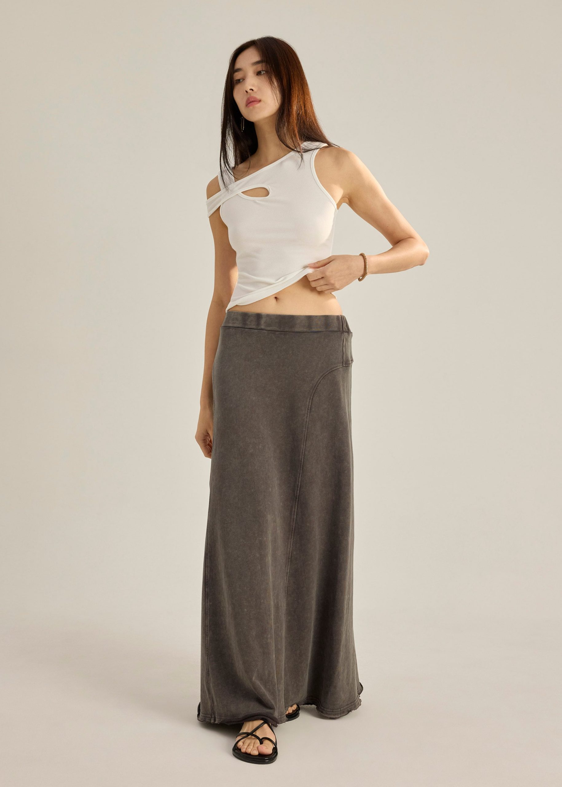 Faded Jersey Maxi Skirt