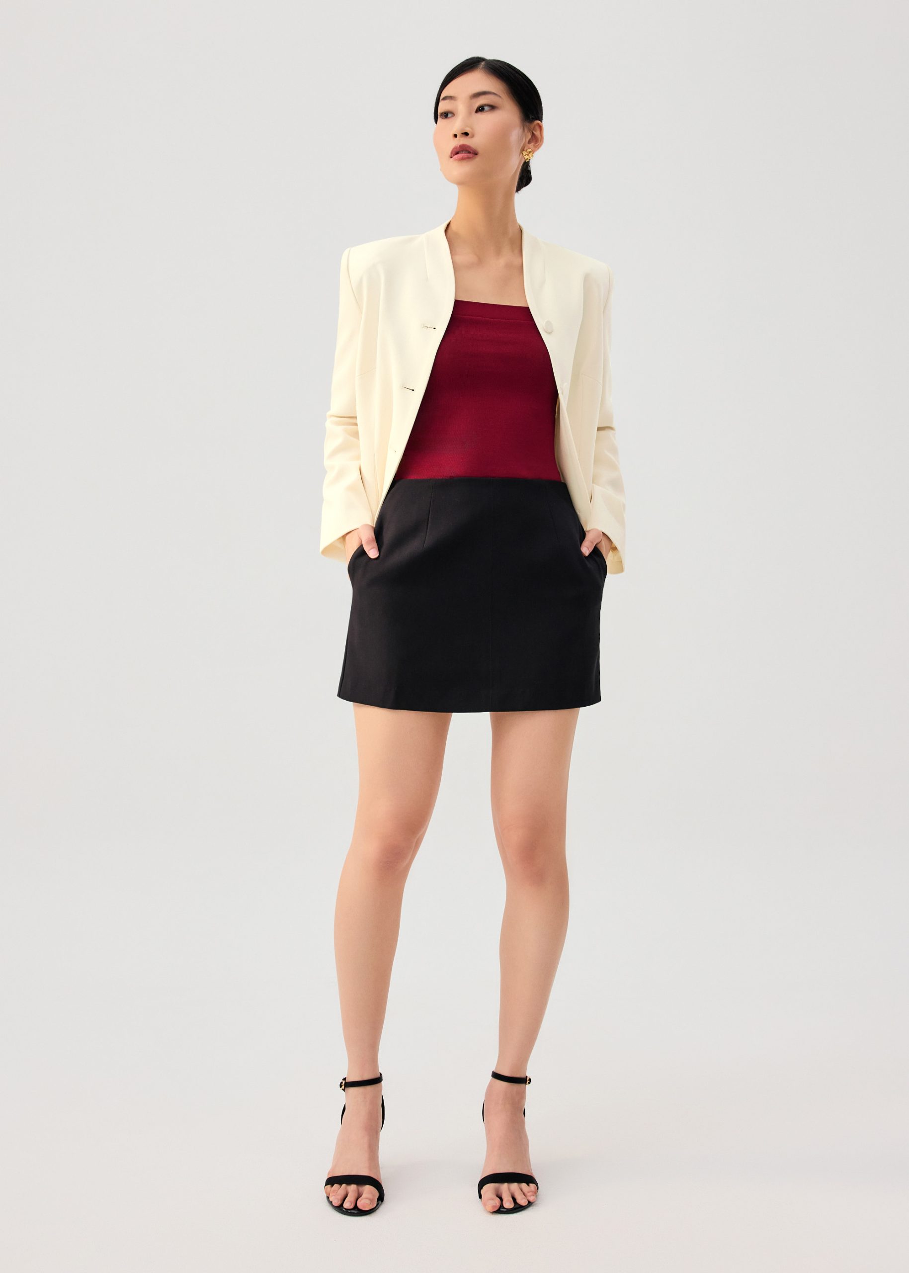 RuchedReady® Yue Mandarin Collar Cinched Jacket - Image 12
