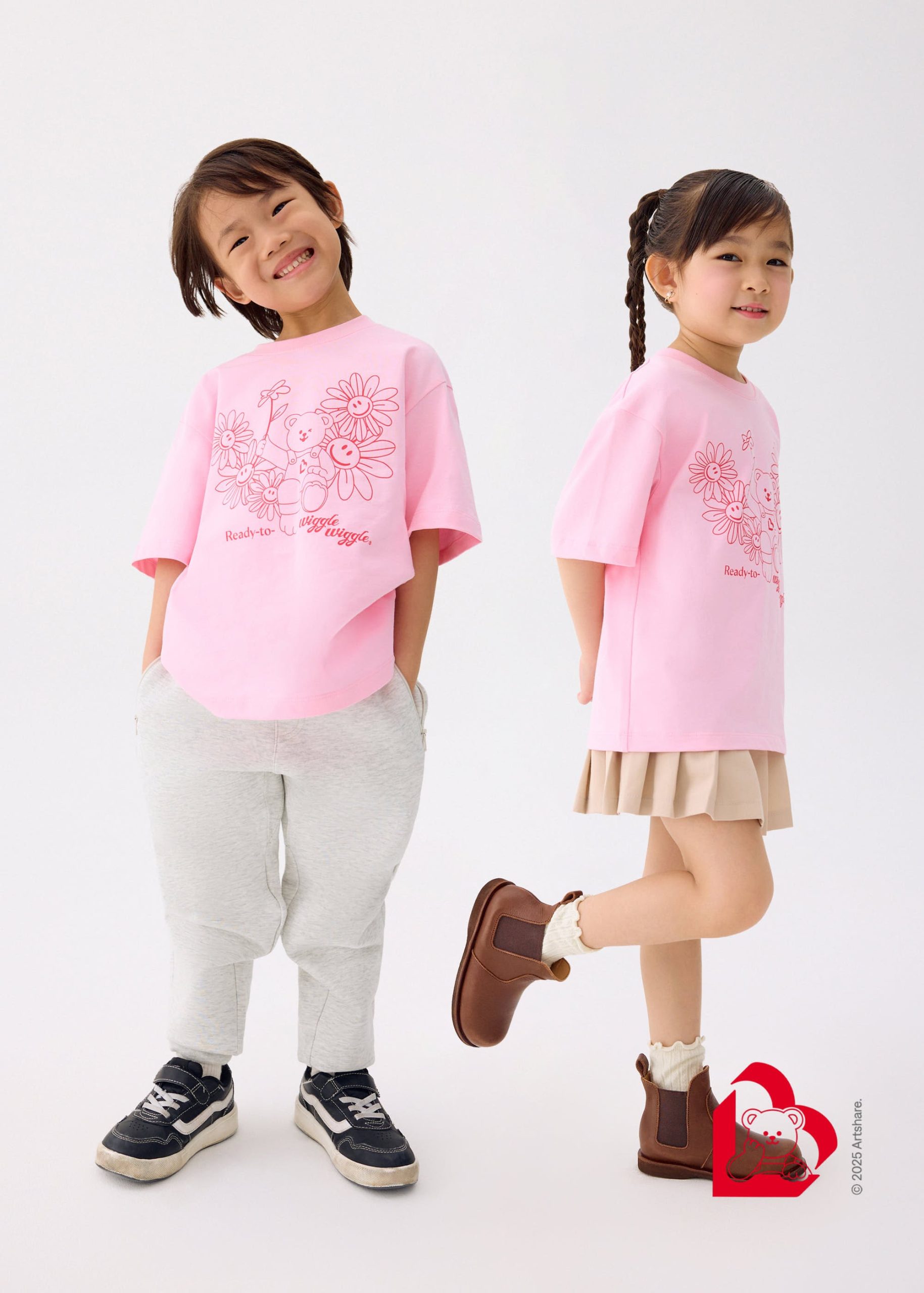 Love, Bonito | Wiggle Wiggle Kids' Oversized Graphic Tee in Strawberry Gelato - Image 6